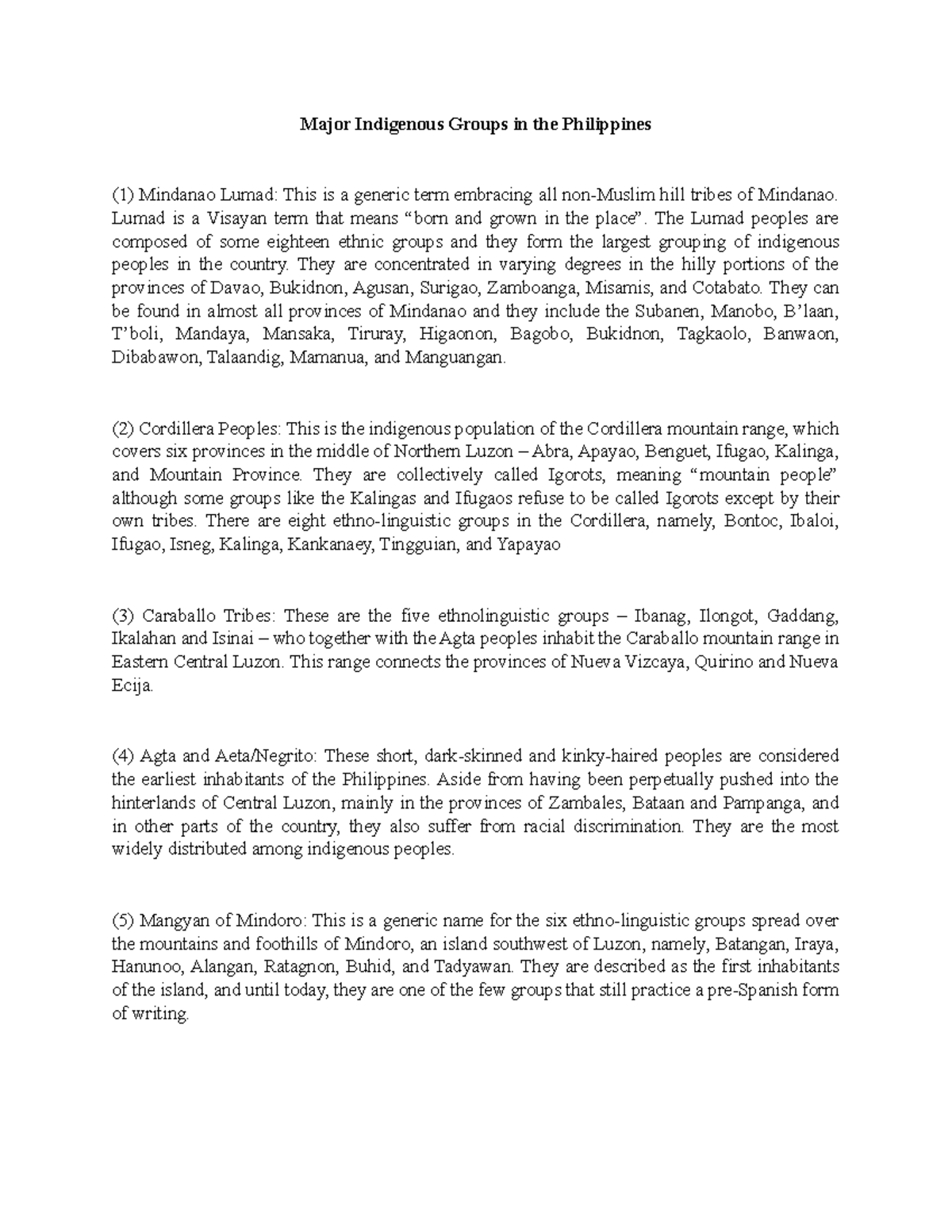 GPIC Reviewer 1: Major Indigenous Groups in the Philippines Overview ...