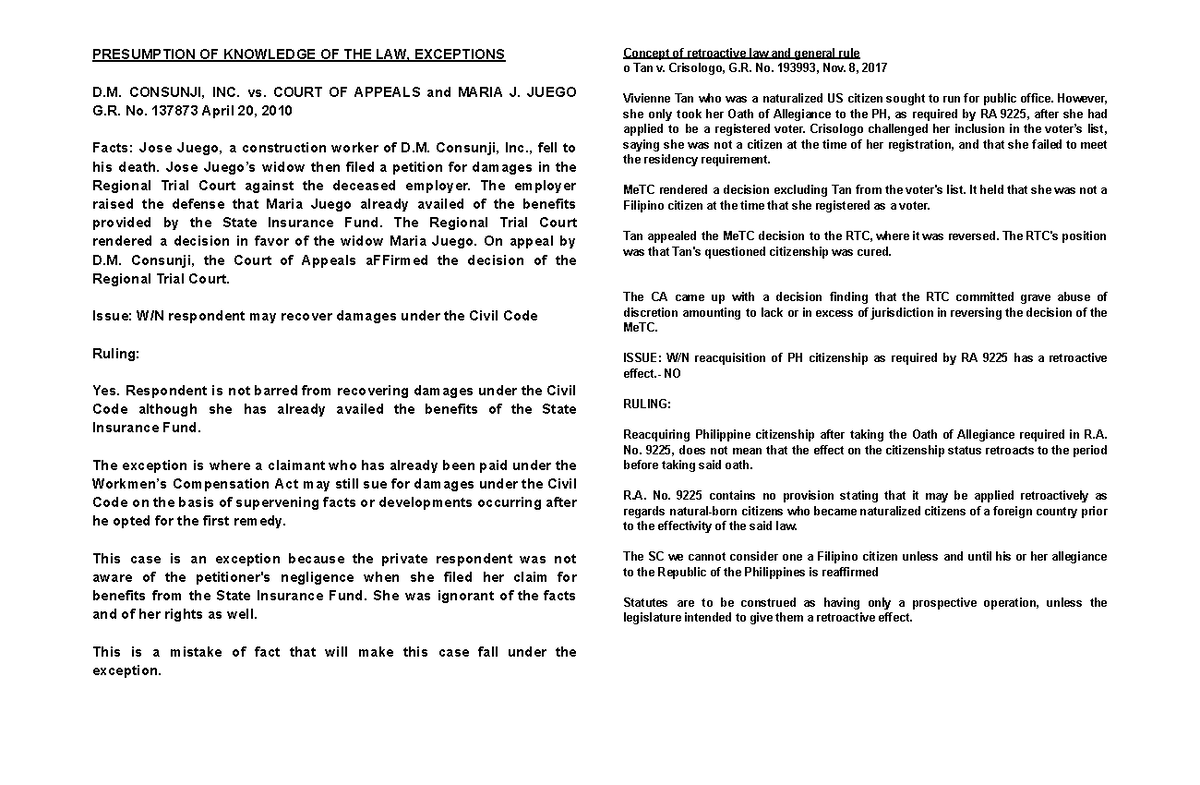 PFR Cases Digest: Legal Principles and Rulings Summary - Studocu
