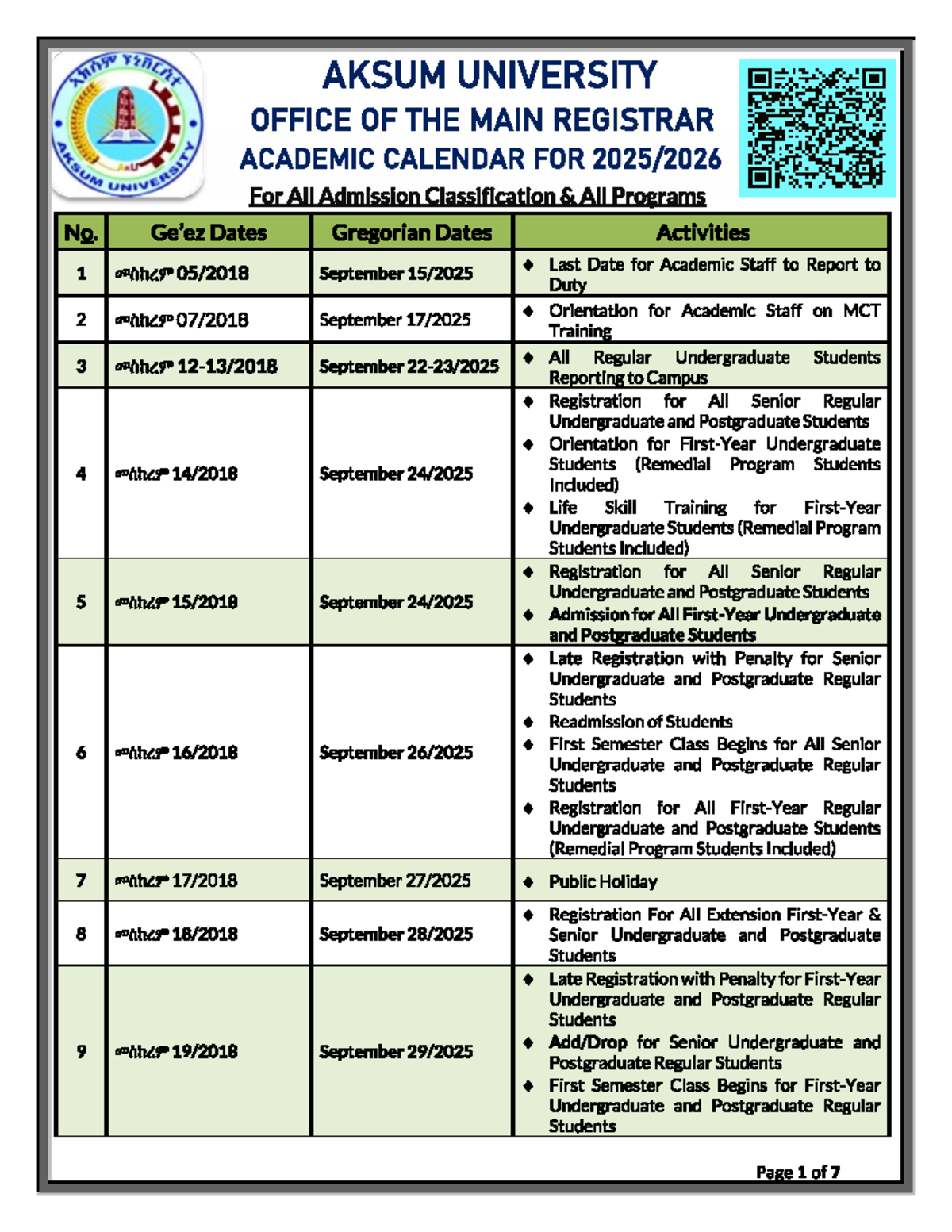 Academic Calendar 2025-2026 (Final Draft) for All Programs - Studocu