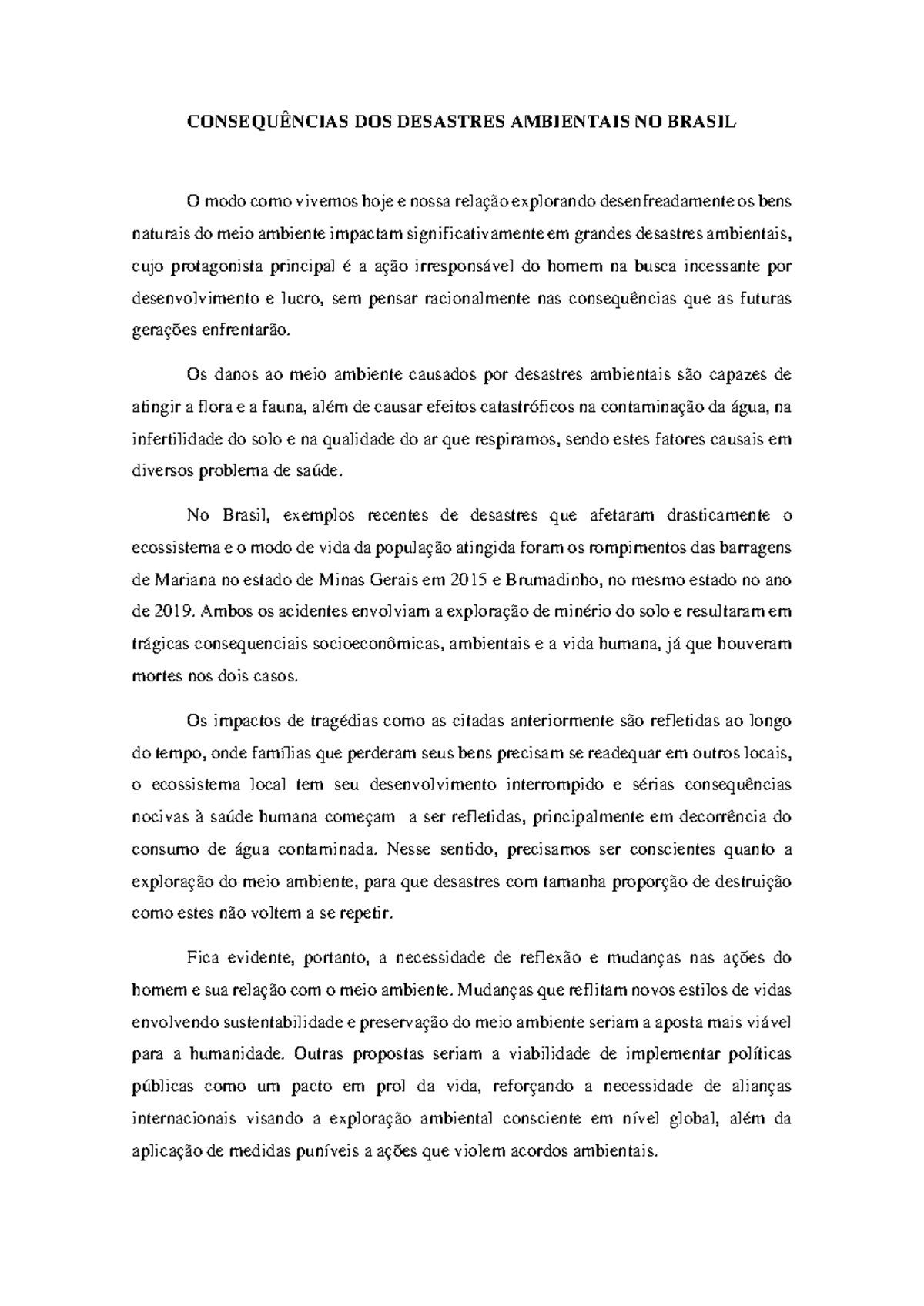 Consequências dos Desastres Ambientais no Brasil - Redação VEST 2023 ...