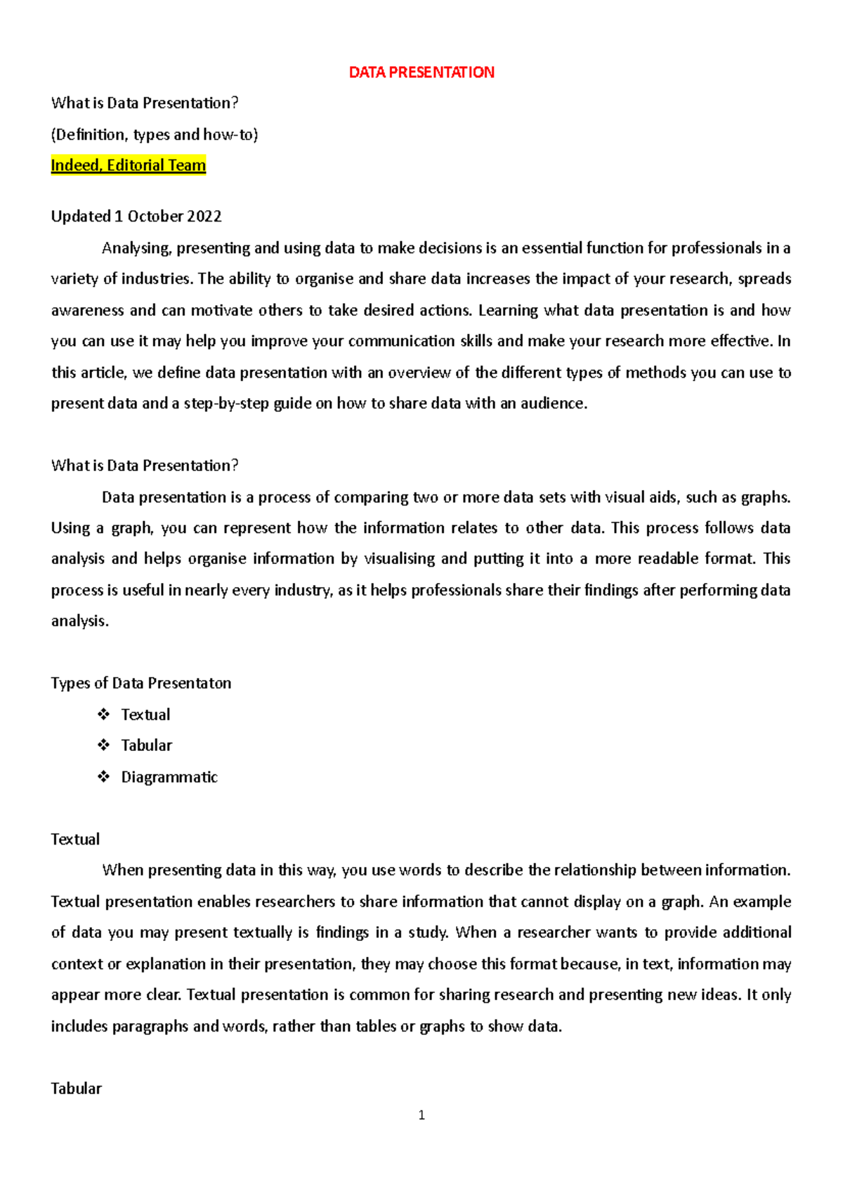 Data Presentation Guide: Types, Methods & Best Practices - Studocu