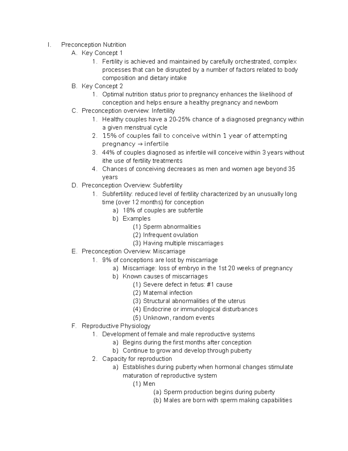 Life Cycle Nutrition - Test 1 Study Materials for Success - Studocu