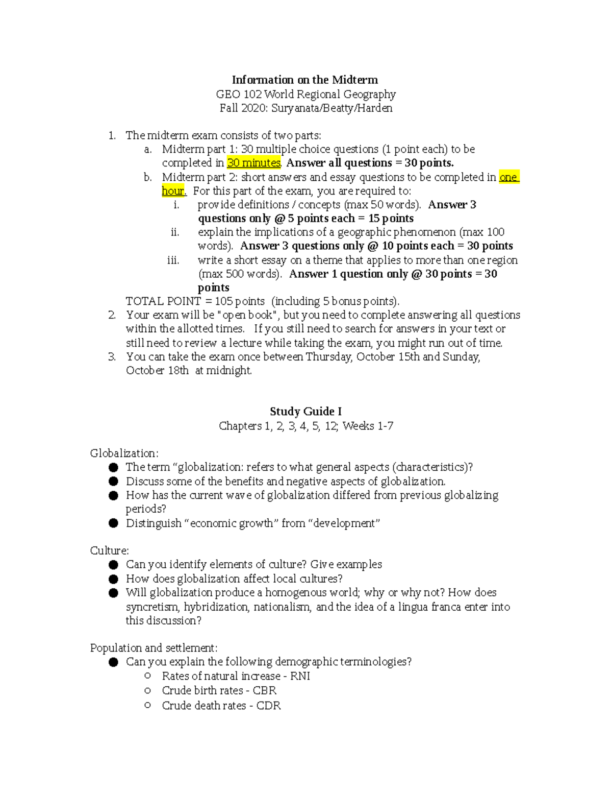 GEO 102 Midterm Study Guide: Key Topics for Exam Success - Studocu