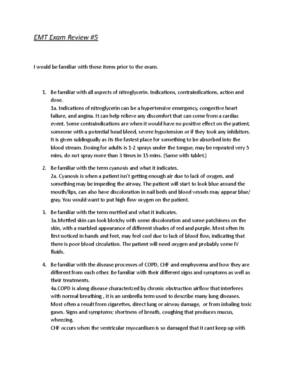 EMT Exam Review #5 - EMT exam - EMT Exam Review I would be familiar ...
