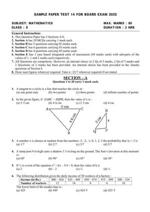 Maths Class X Sample Paper Test 15 for Board Exam 2025 - Studocu