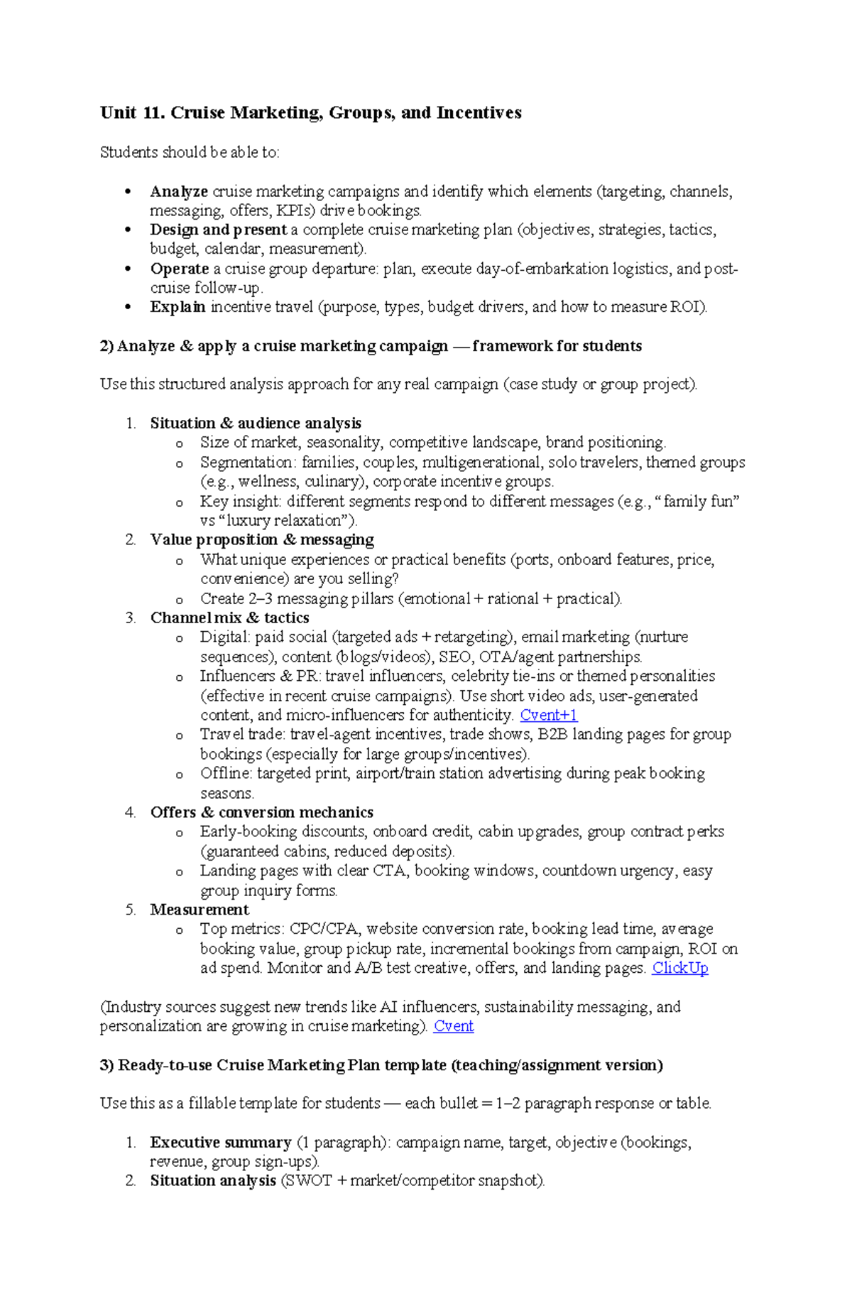 Lesson 11: Cruise Marketing Strategies, Group Dynamics, and Incentives ...