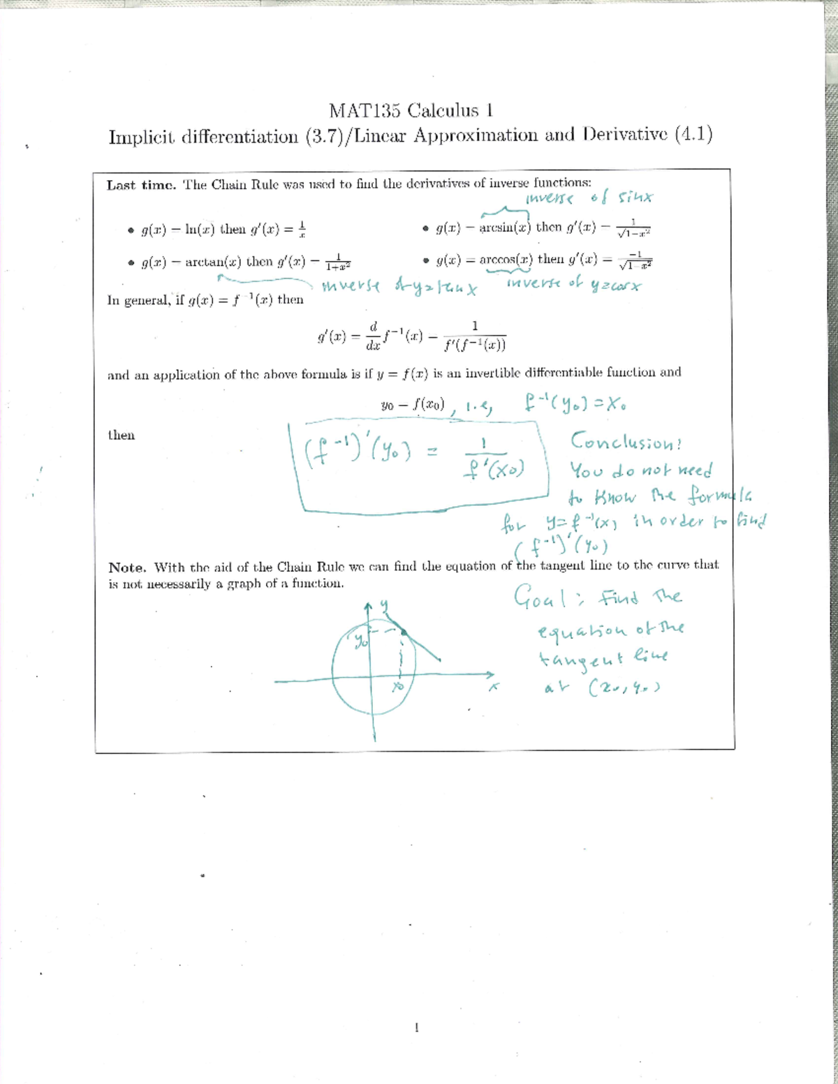 Notes 15 solutions - MAT135 Calculus 1 Implicit differentiation ...