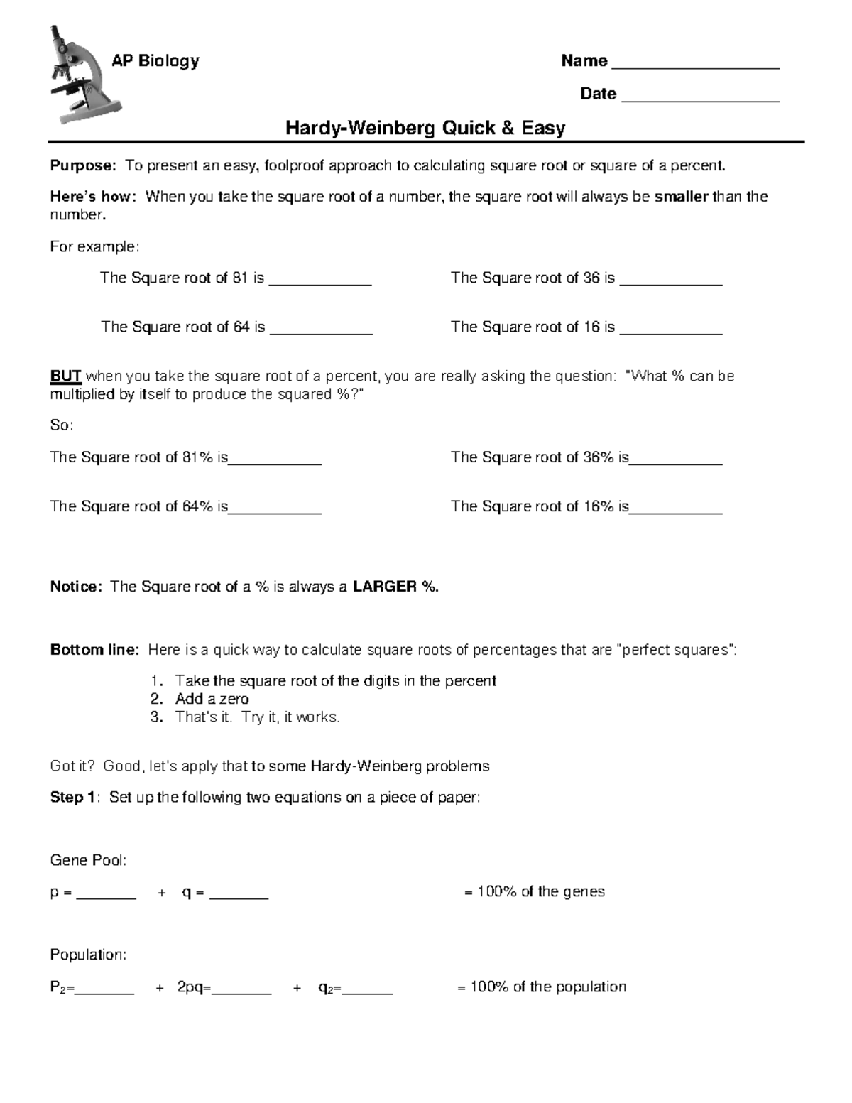 Hardy Weinberg Practice - AP Biology Name __________________ Date ...