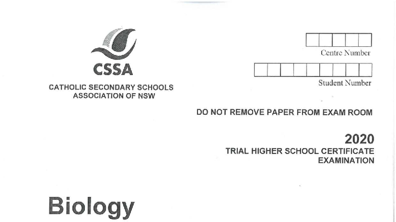 2020 CSSA Trial HSC Biology Exam Questions and Answers - Studocu
