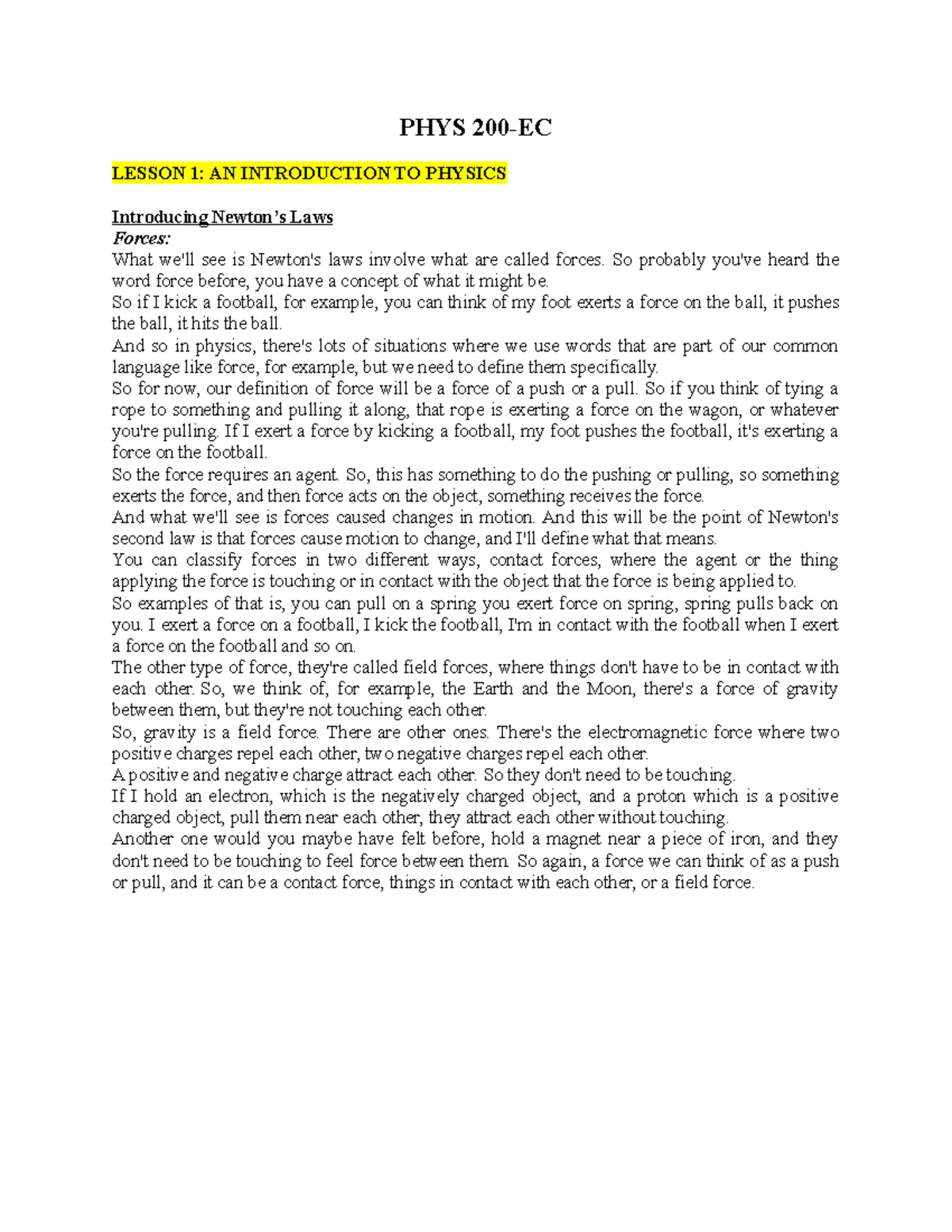 PHYS 200 Final Exam Notes: Understanding Newton's Laws and Energy - Studocu
