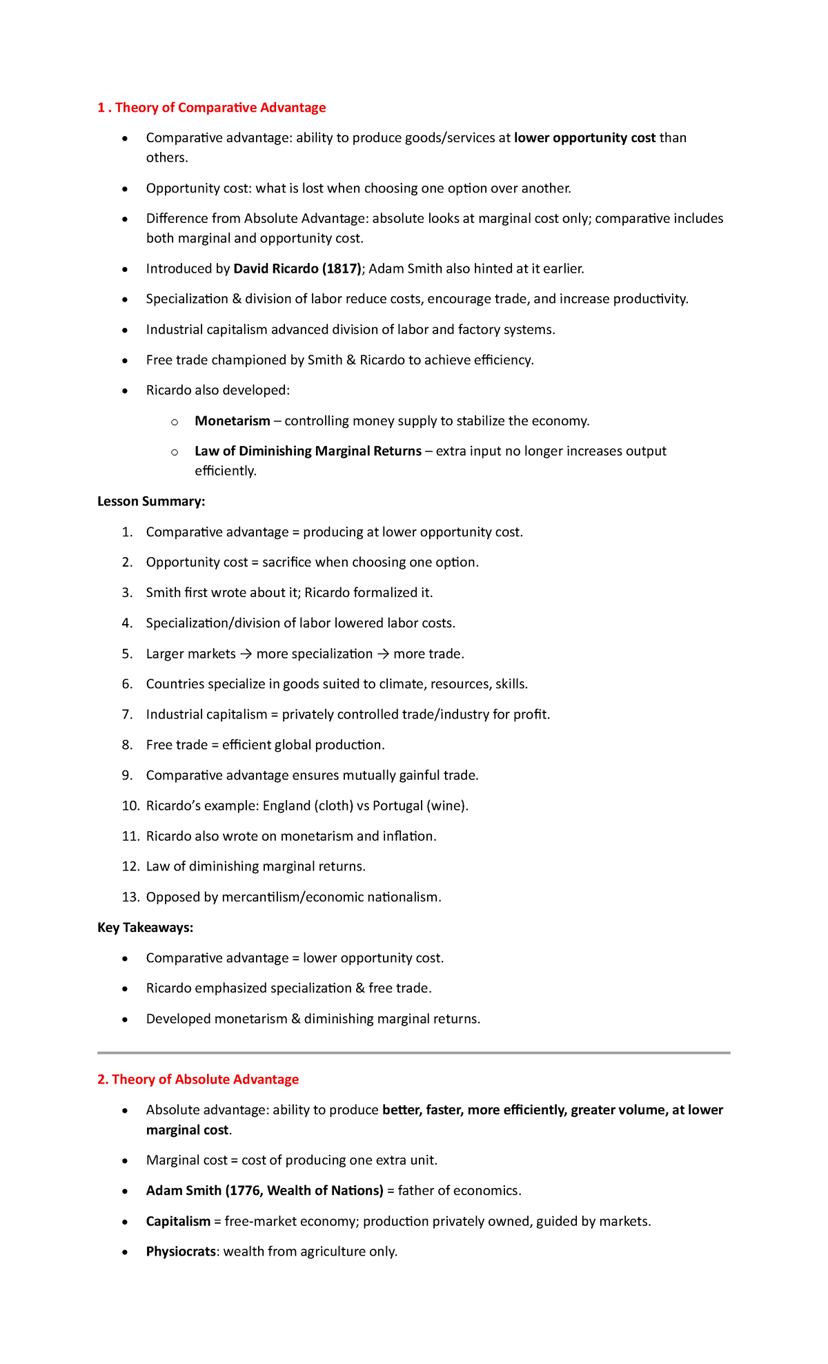 IBT Midterms - Comparative Advantage and Trade Theories Review - Studocu