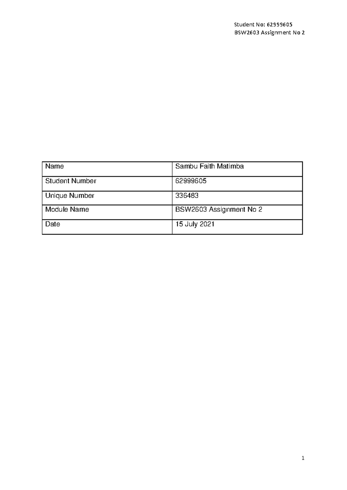 BSW2603 Assignment No 2: Theoretical Perspectives on Social Welfare ...