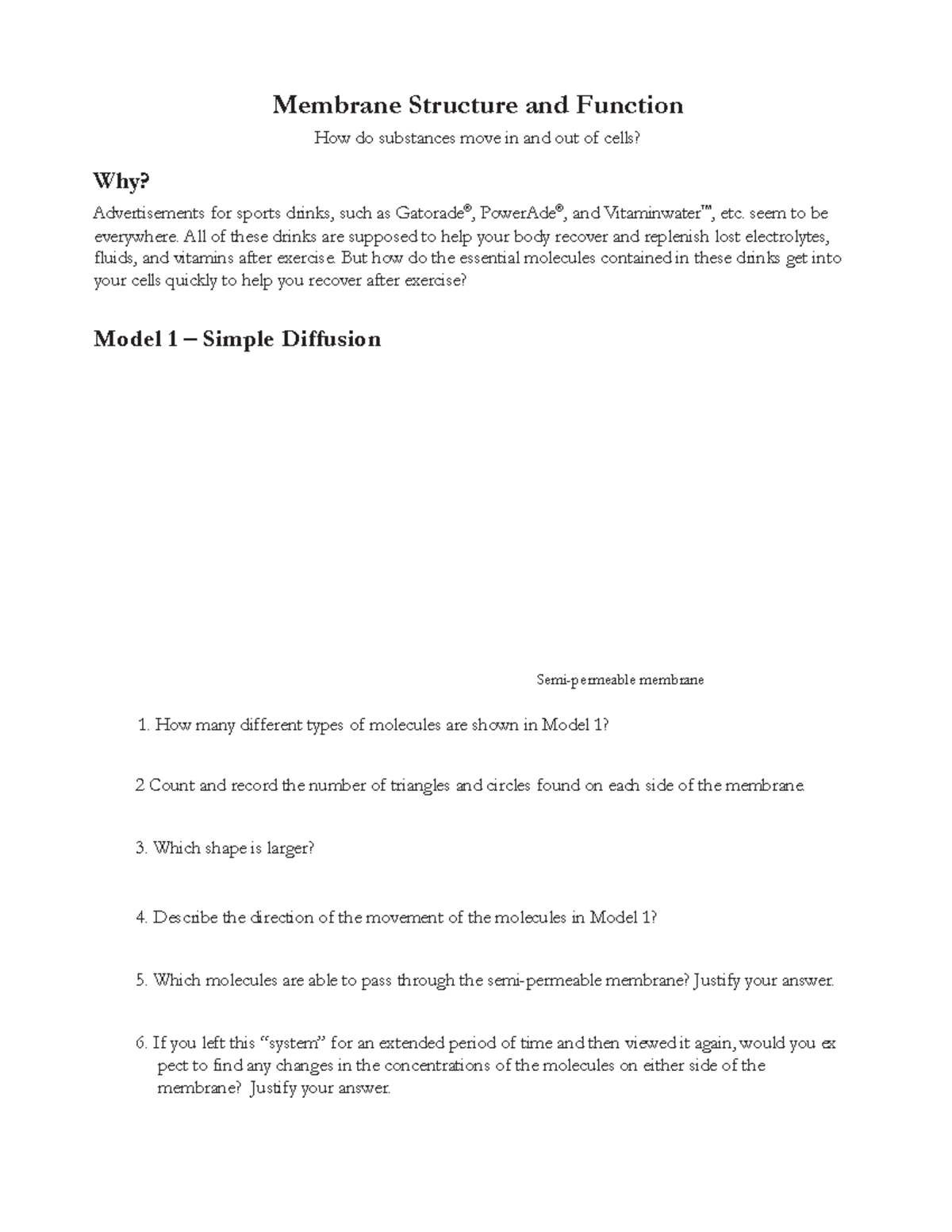 Lecture Notes on Membrane Structure and Function - BIO 101 - Studocu