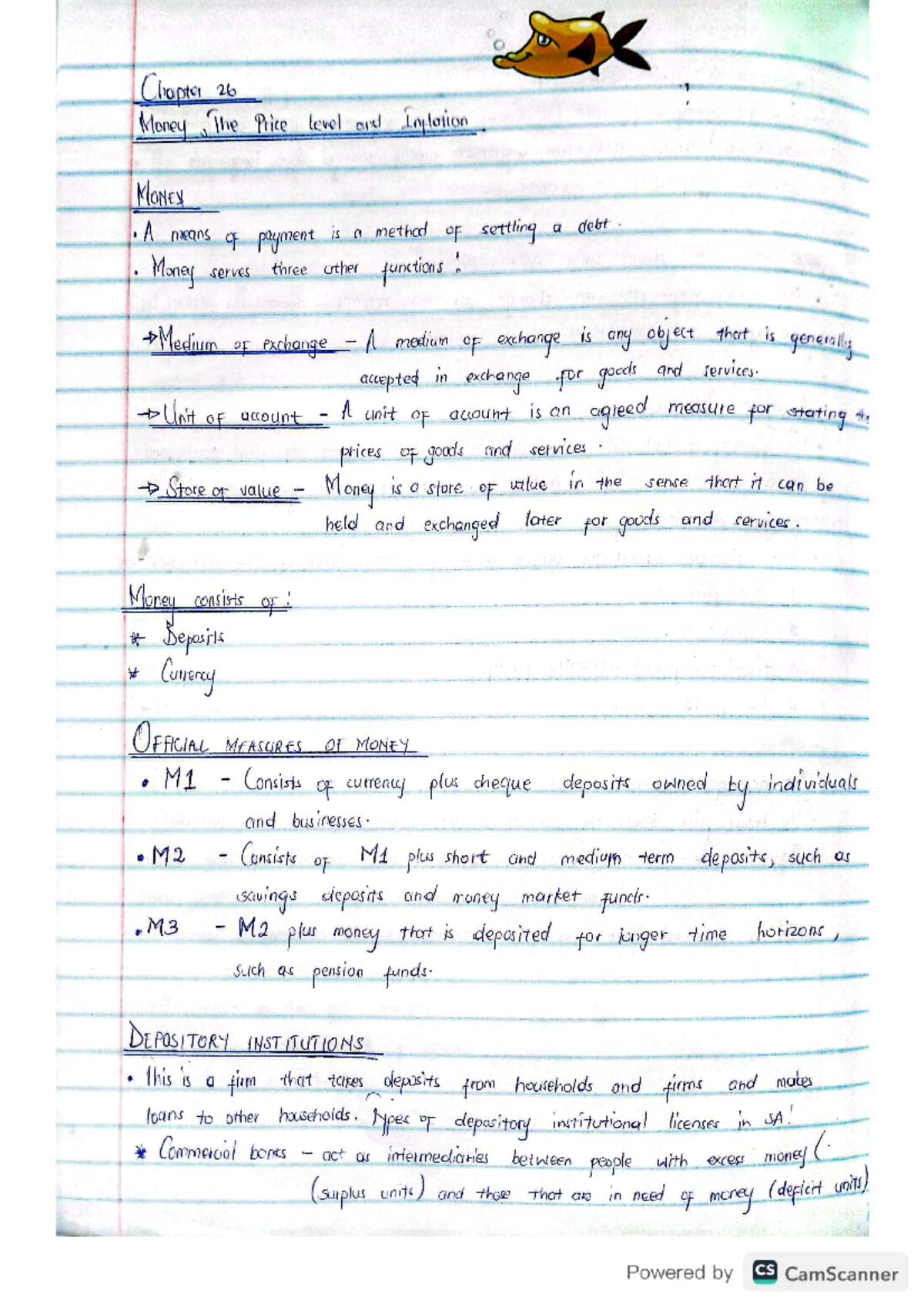 ECON1014A - Chapter 26: Money, Price Level, and Inflation Notes - Studocu