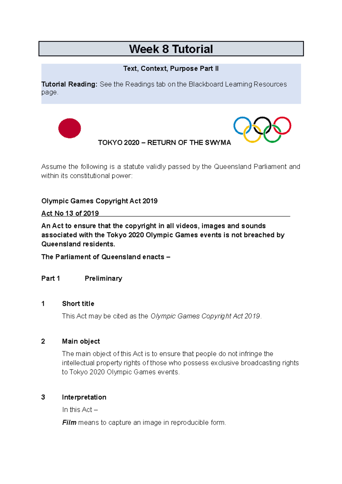 Tutorial Questions Week 8 - Week 8 Tutorial Text, Context, Purpose Part ...