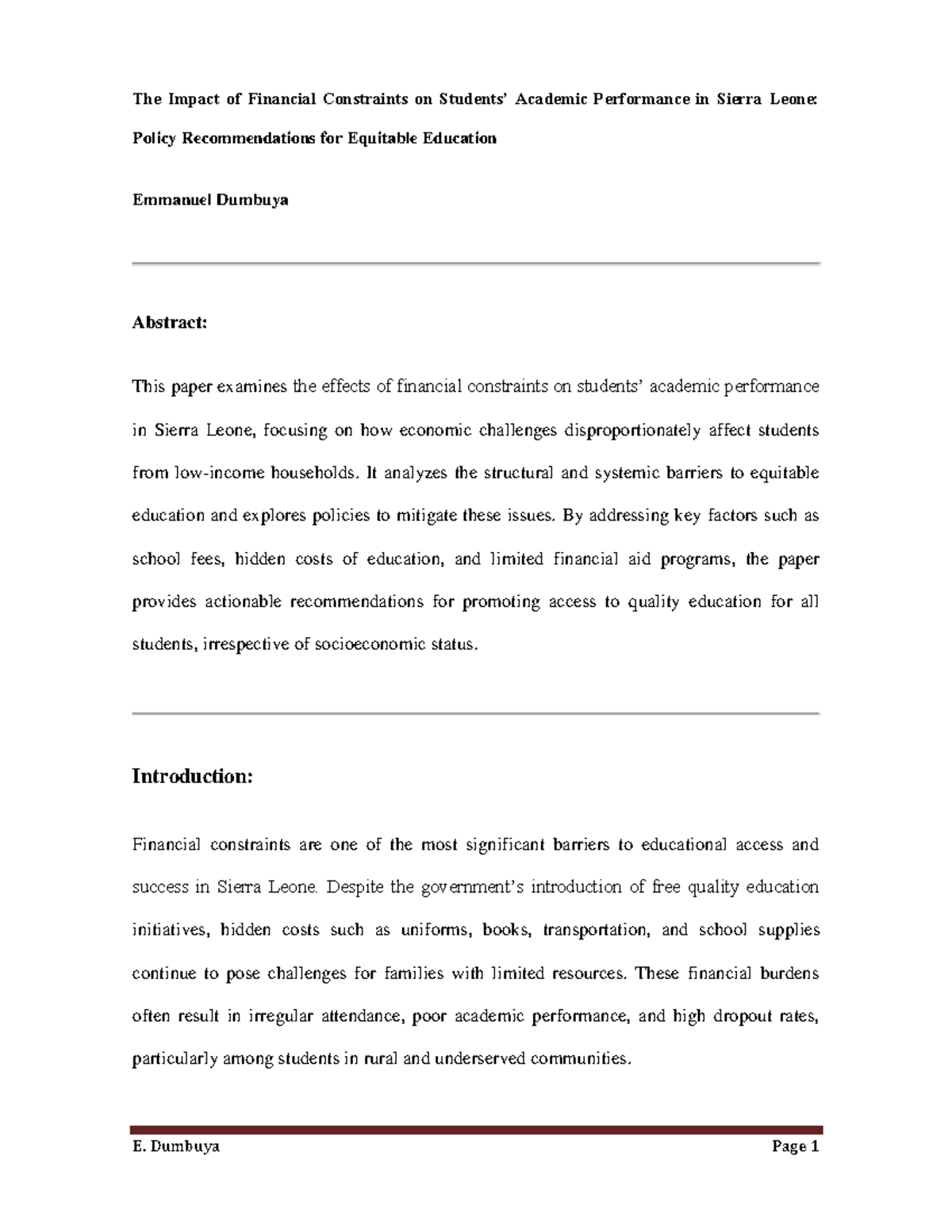 Impact of Financial Constraints - It analyzes the structural and ...