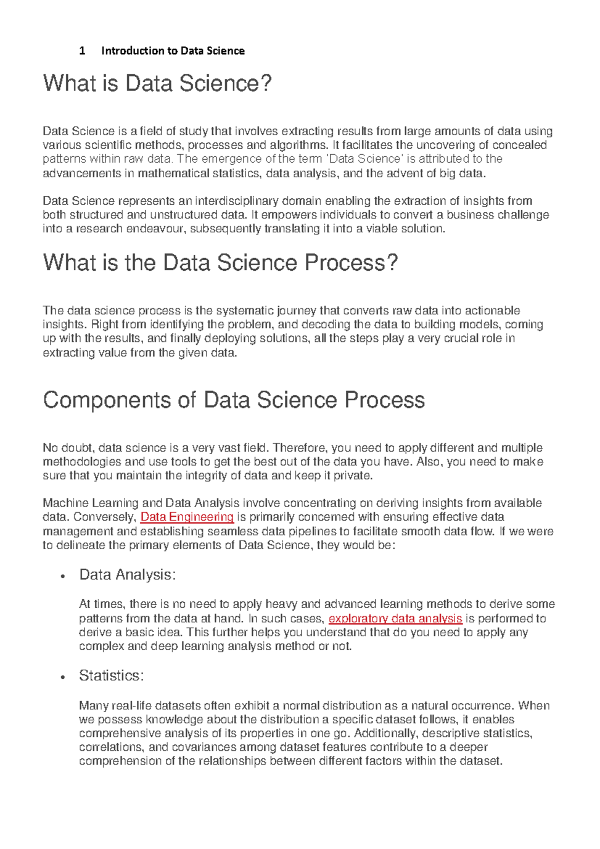 Exploratory Data Analytics Notes for ME SEM 2: Scope & Process - Studocu