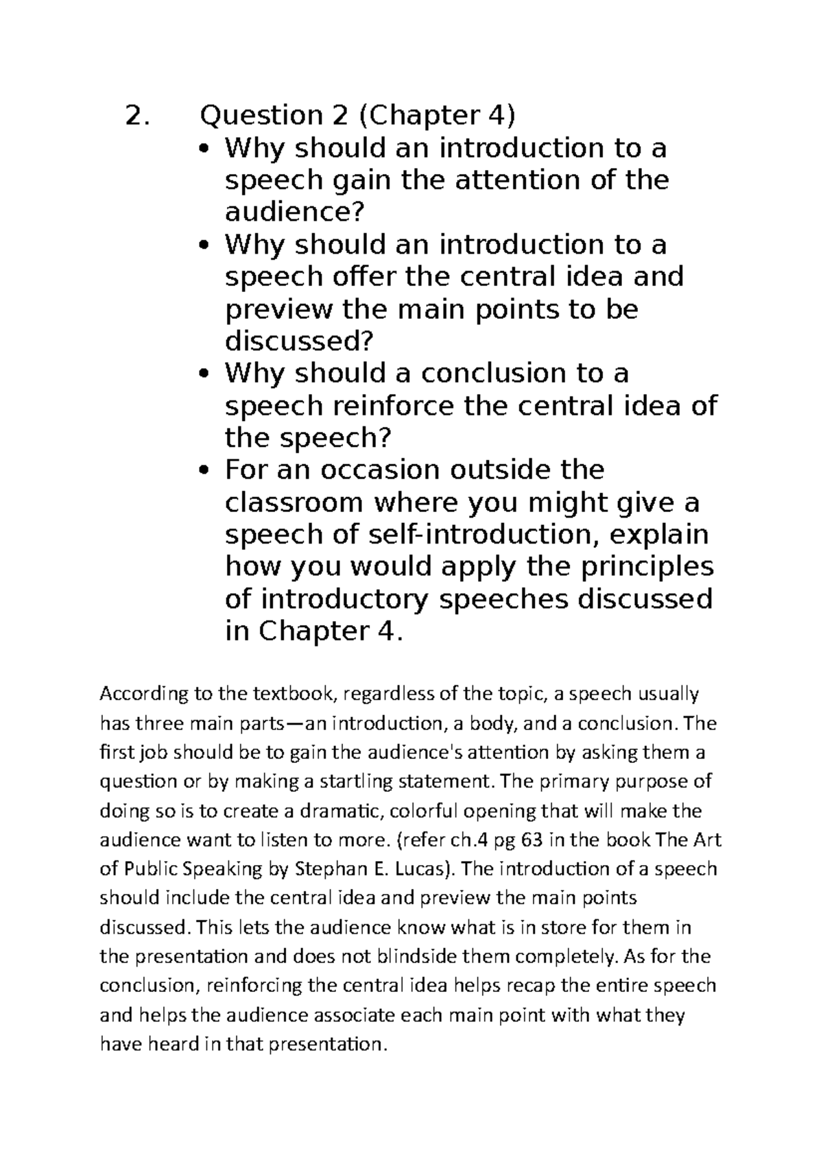 CA 109 Discussion Post 3: Principles of Effective Speech Introductions ...