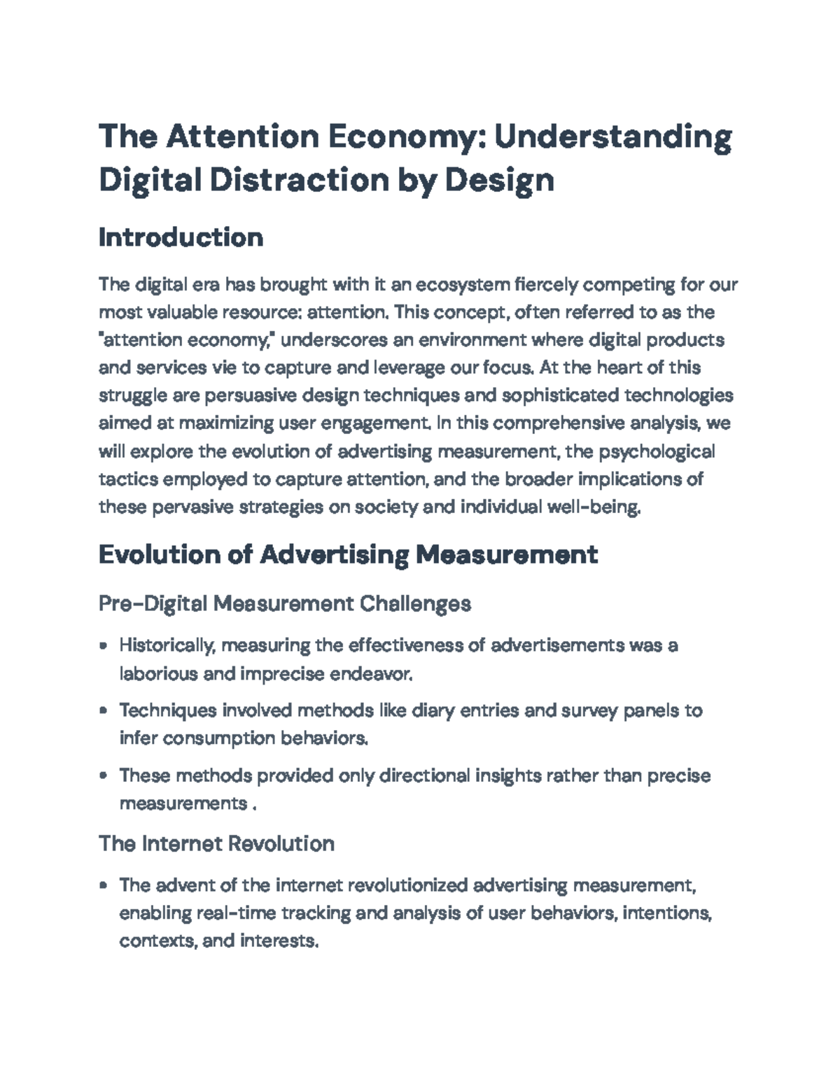 The Attention Economy: Digital Distraction Analysis and Insights - Studocu