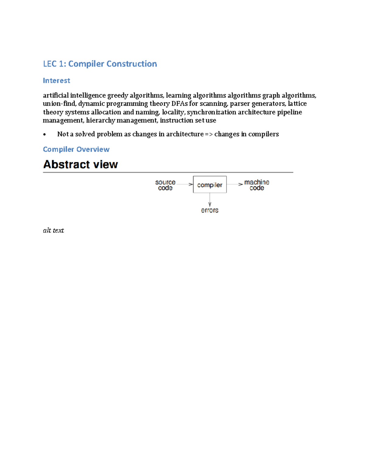 LEC 1-3: Compiler Construction Midsemester Exam Notes - Studocu