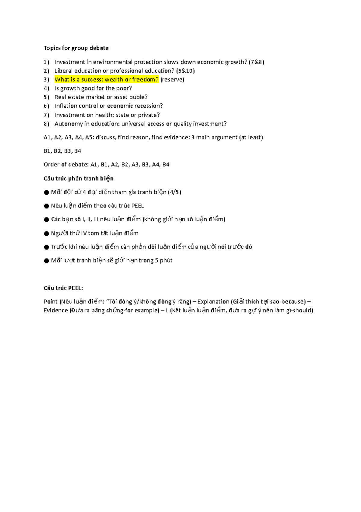Debate Topics for Group Discussion 2022 K47 - Studocu