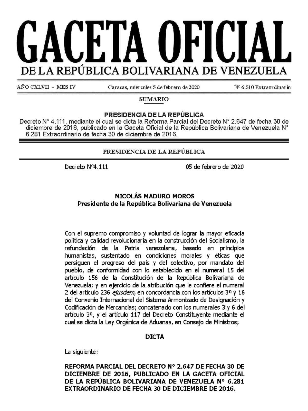 Reforma Parcial del Arancel de Aduanas - Gaceta 6.510 Extraordinario ...