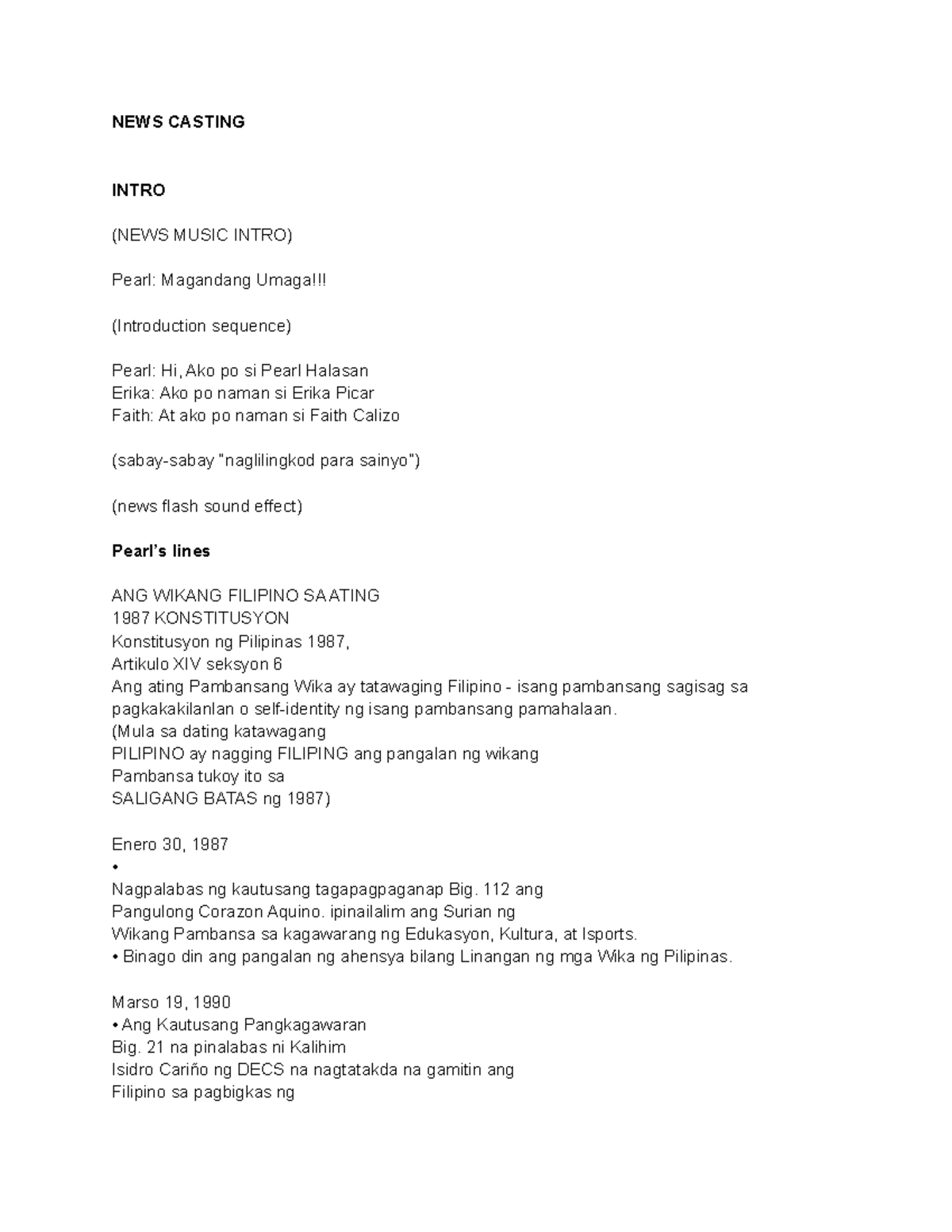 Kp-script - References - NEWS CASTING INTRO (NEWS MUSIC INTRO) Pearl ...