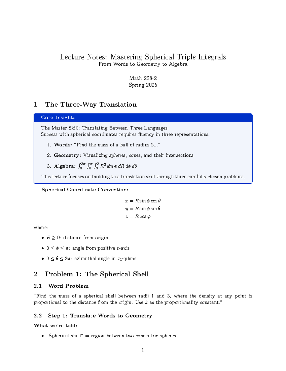 Lecture Notes: Mastering Spherical Triple Integrals MATH 2025 - Studocu