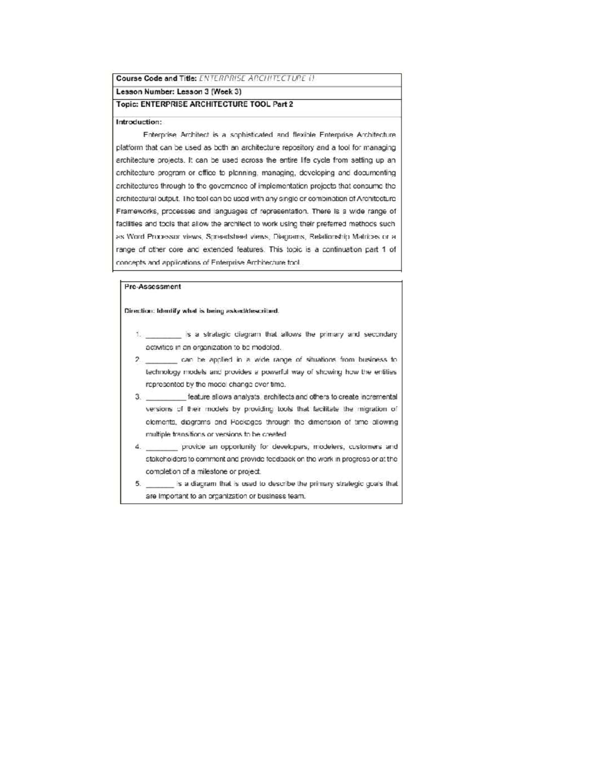 EAP - Lecture Notes: Enterprise Architecture Tool Part 2 - Studocu