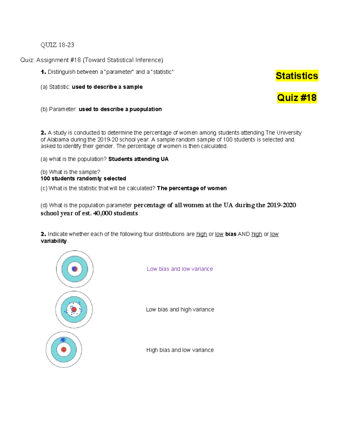 QUIZ 18-23: Statistical Inference and Sampling Principles Notes - Studocu
