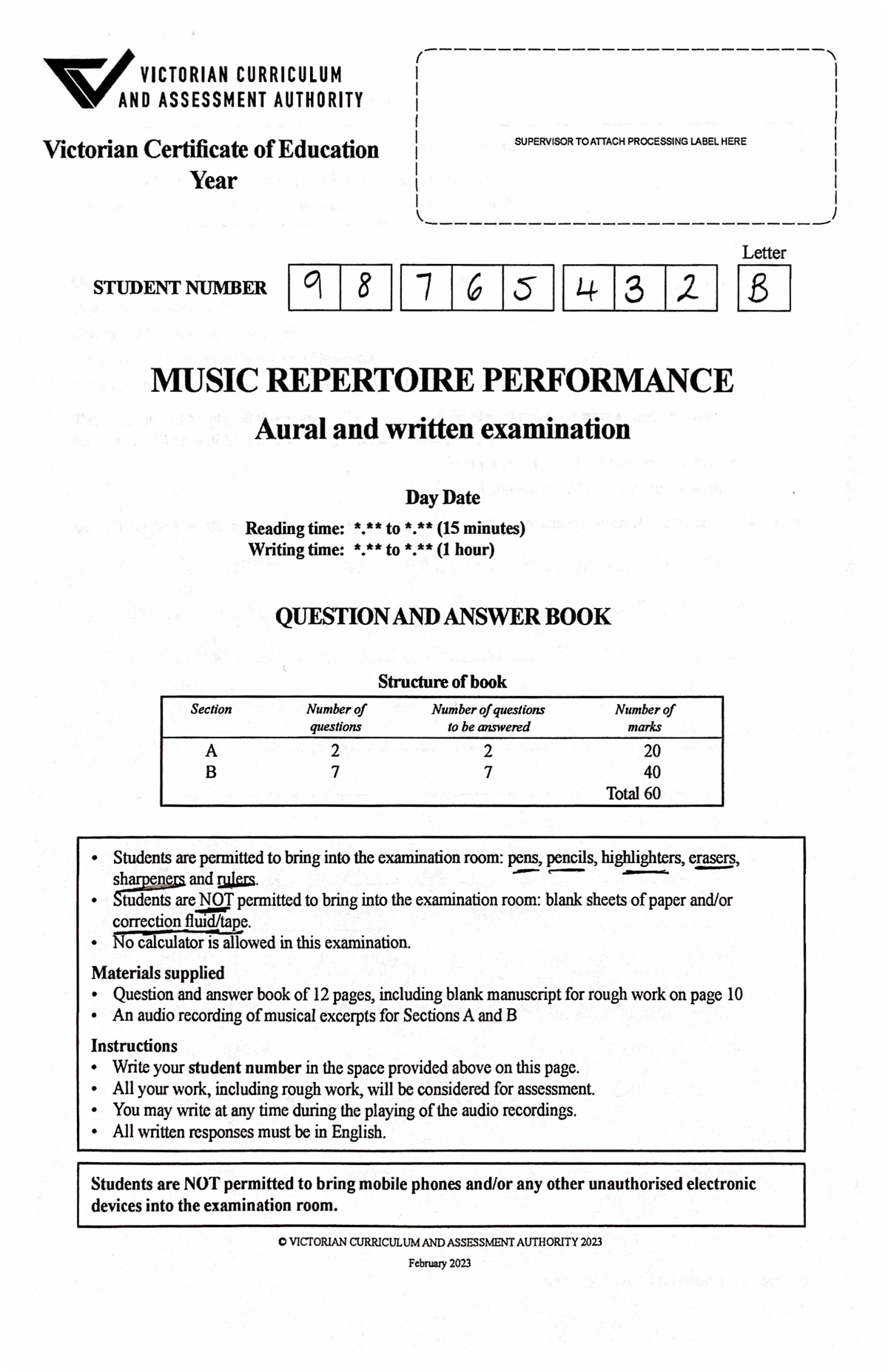 U4 Music Repertoire Performance Week 12 Sample Exam Corrections - Studocu