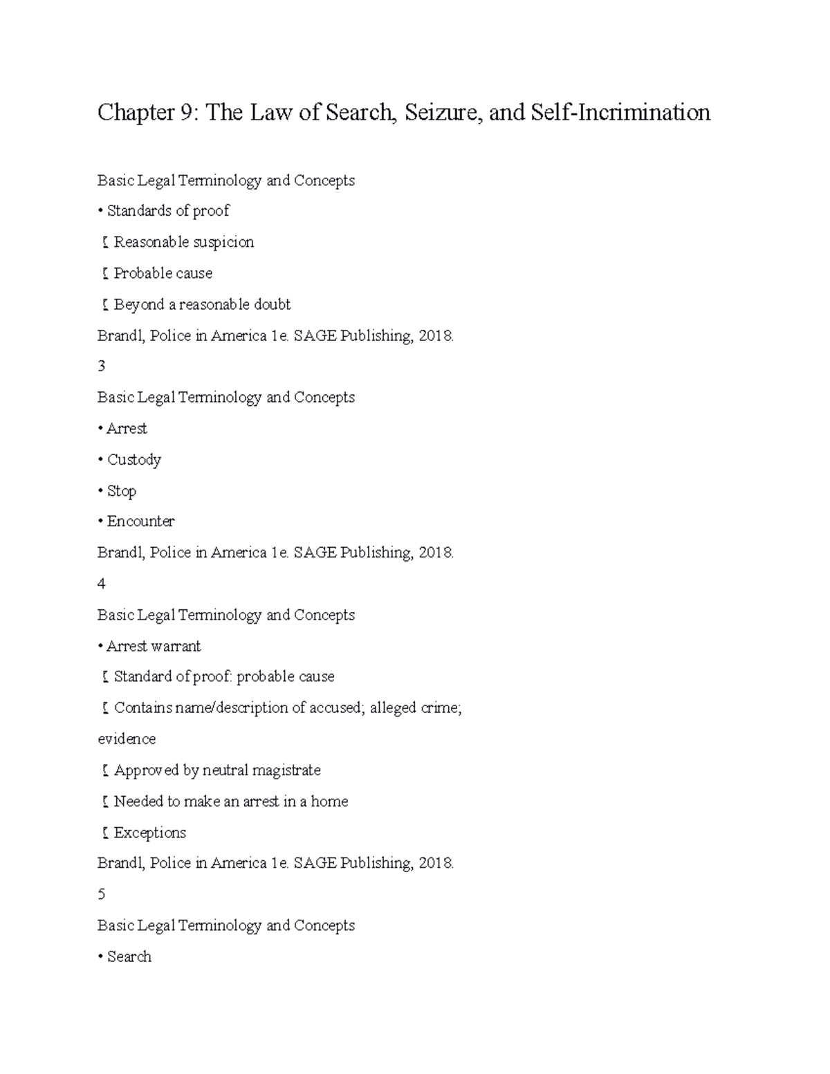 Chapter 9 - Lecture notes CHP 9 - Chapter 9: The Law of Search, Seizure ...