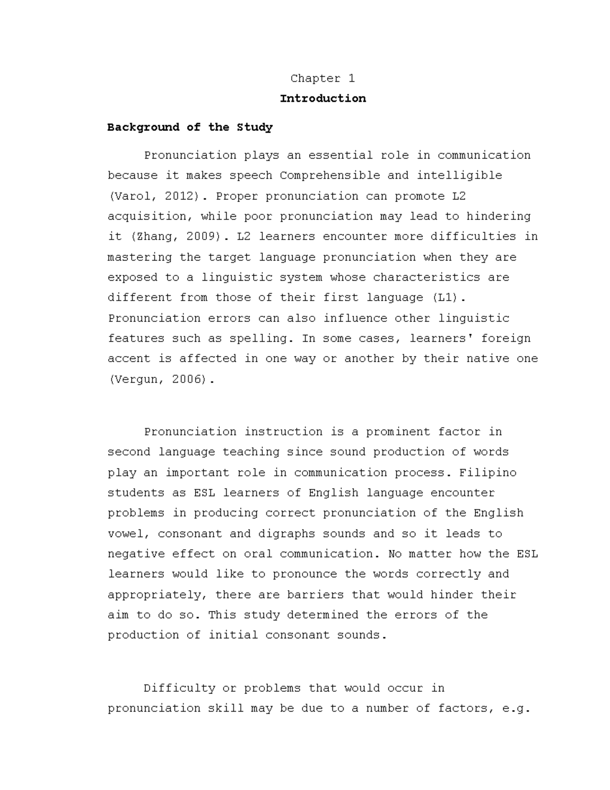 Chapter 1 - Chapter 1 Introduction Background of the Study ...