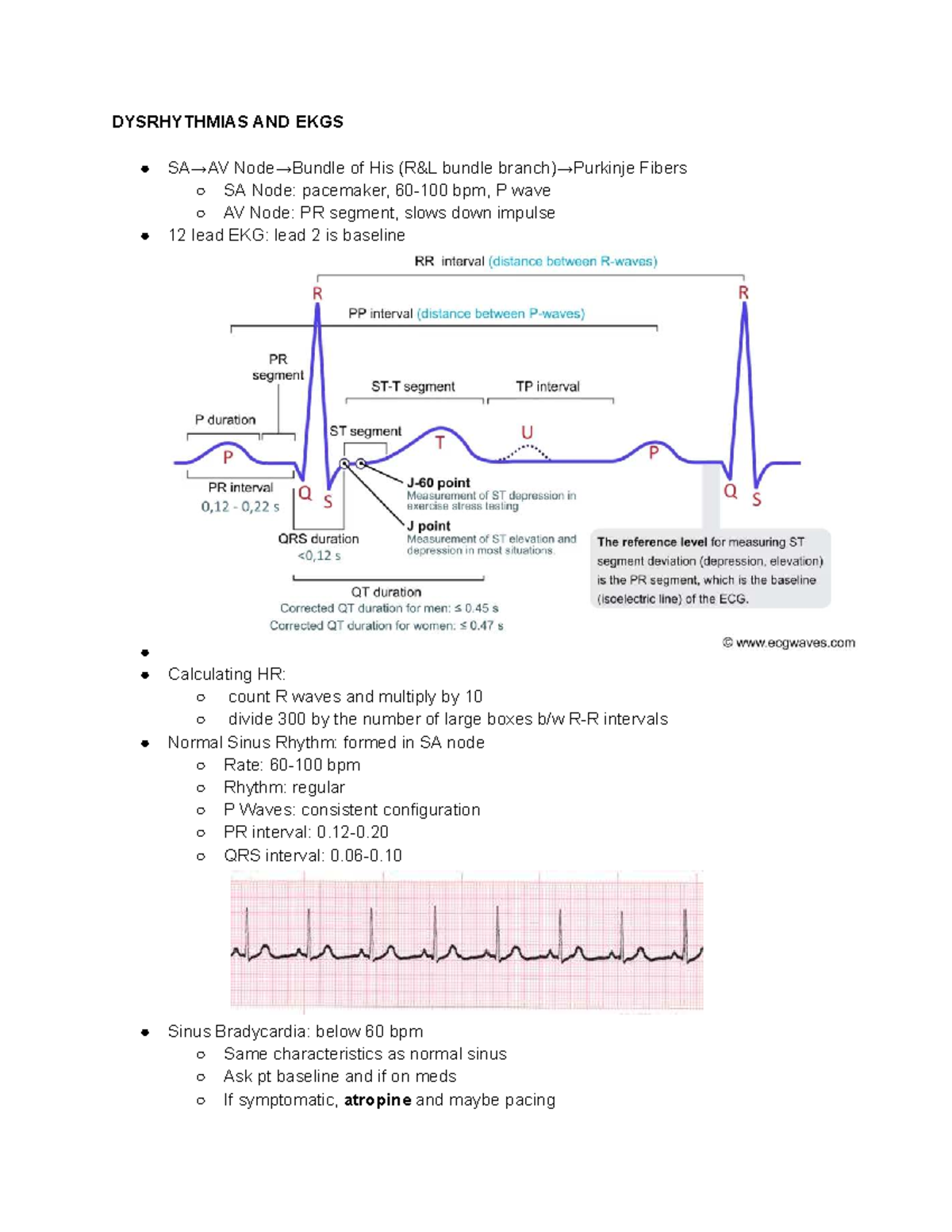 FILE 9522 - DYSRHYTHMIAS & EKGs: Comprehensive Study Notes - Studocu