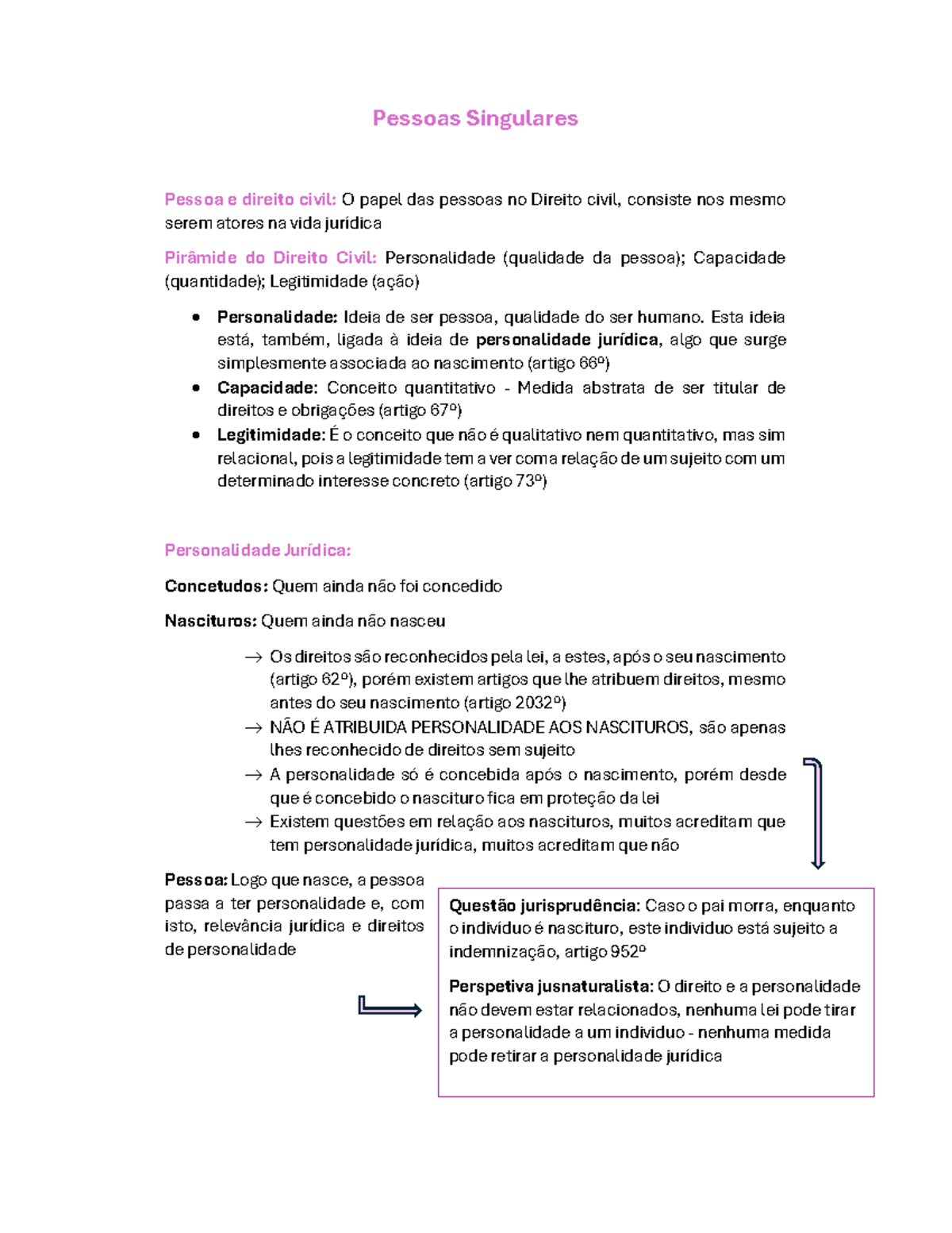 Pessoas Singulares e Direito Civil: Personalidade e Capacidade Jurídica ...