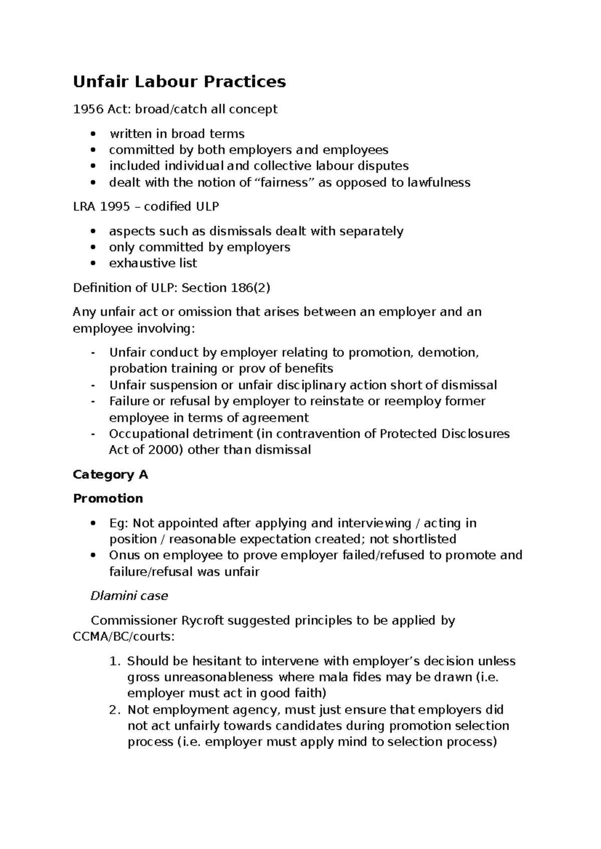 Understanding Unfair Labour Practices: Key Cases & Principles (LRA 1995 ...