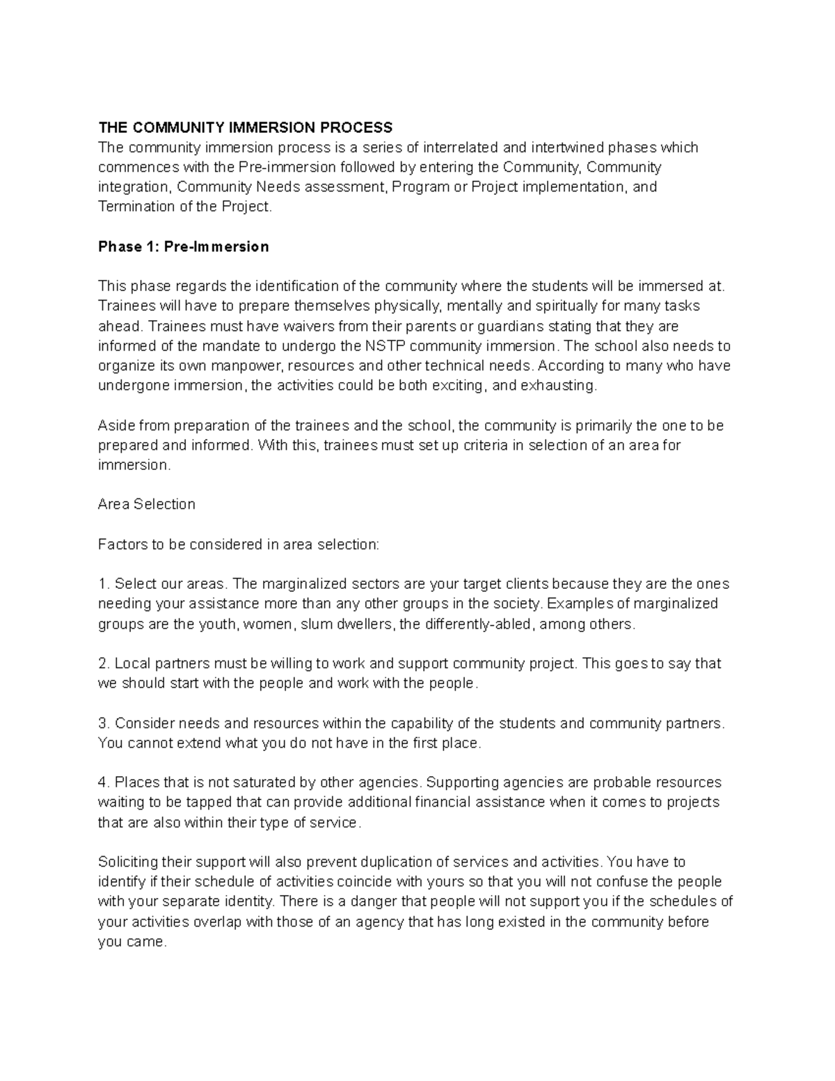 NSTP UNIT 3 Final - community immersion process and needs assessment ...