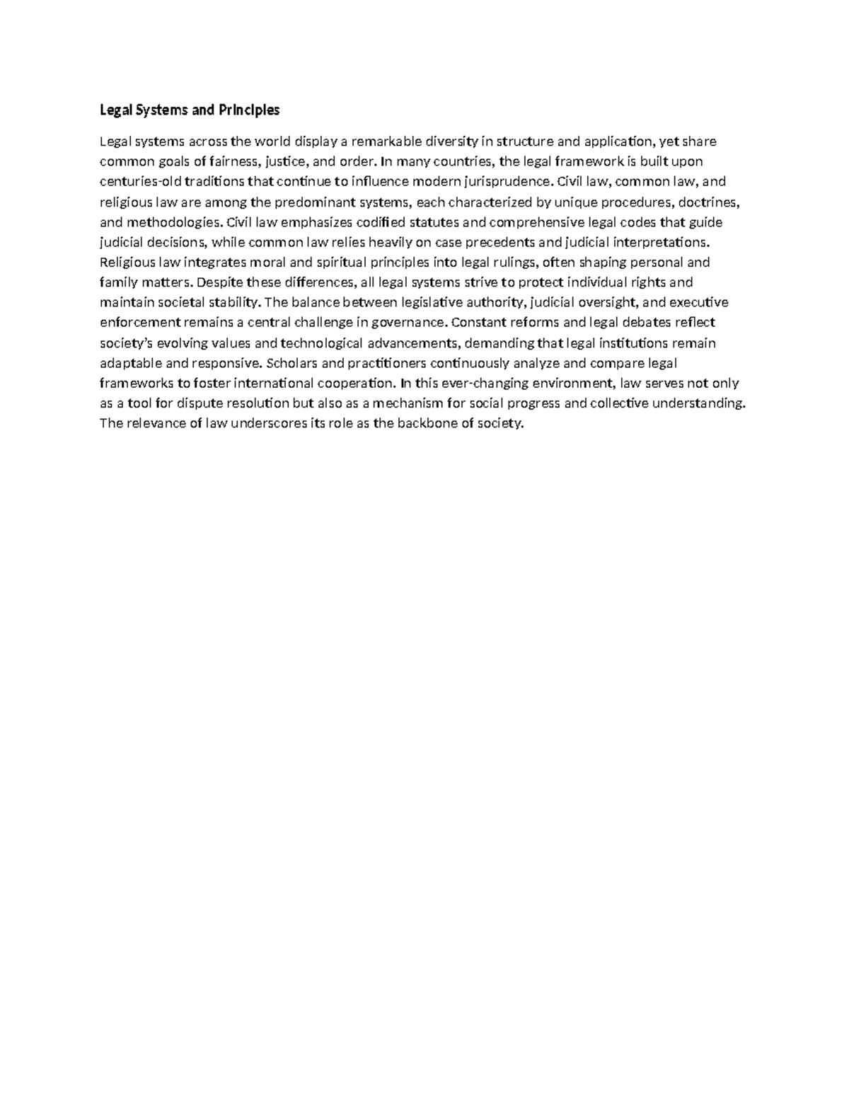 Legal Systems and Principles - In many countries, the legal framework ...