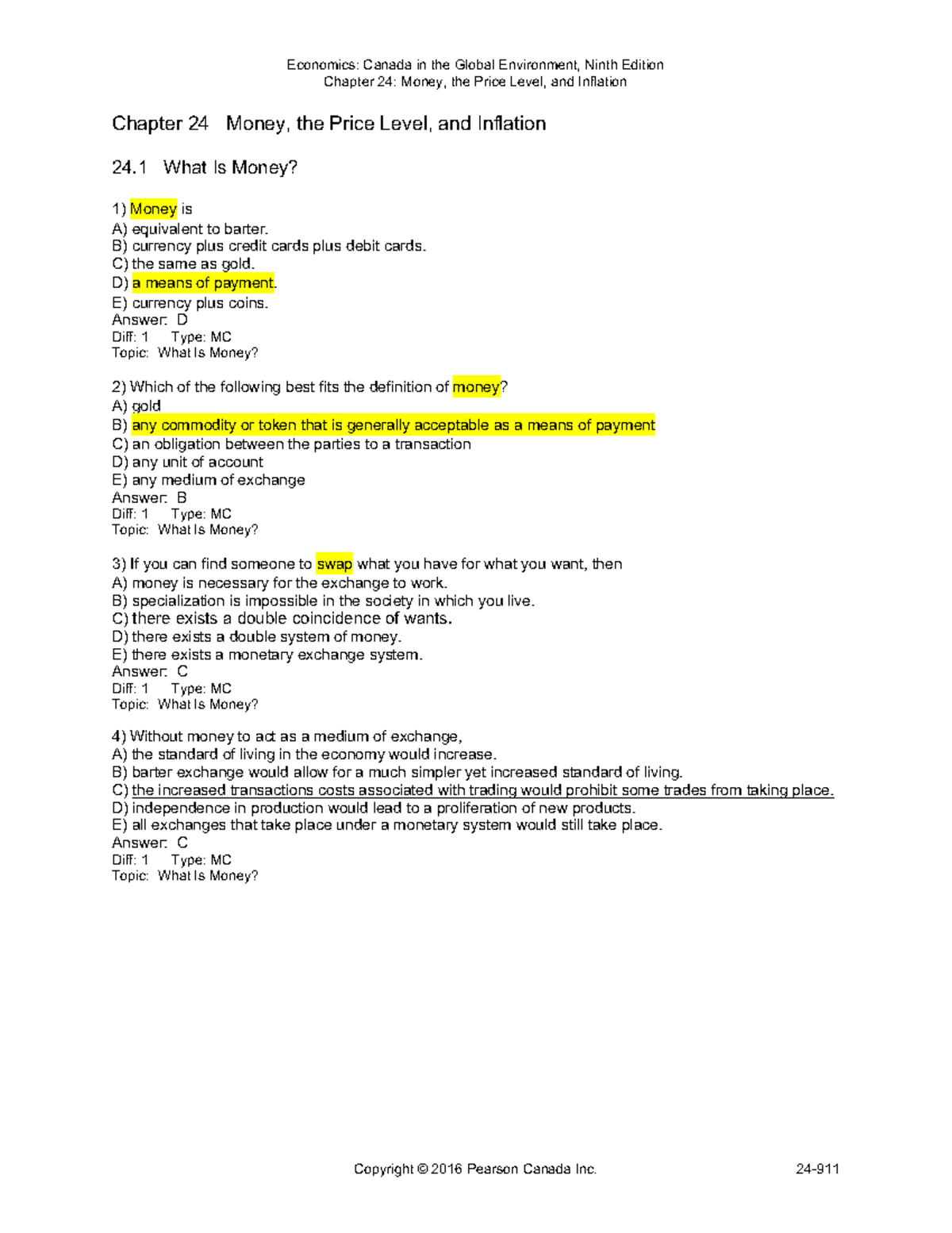 Econ 24 Chapter 24 Study Notes: Money, Price Level & Inflation - Studocu