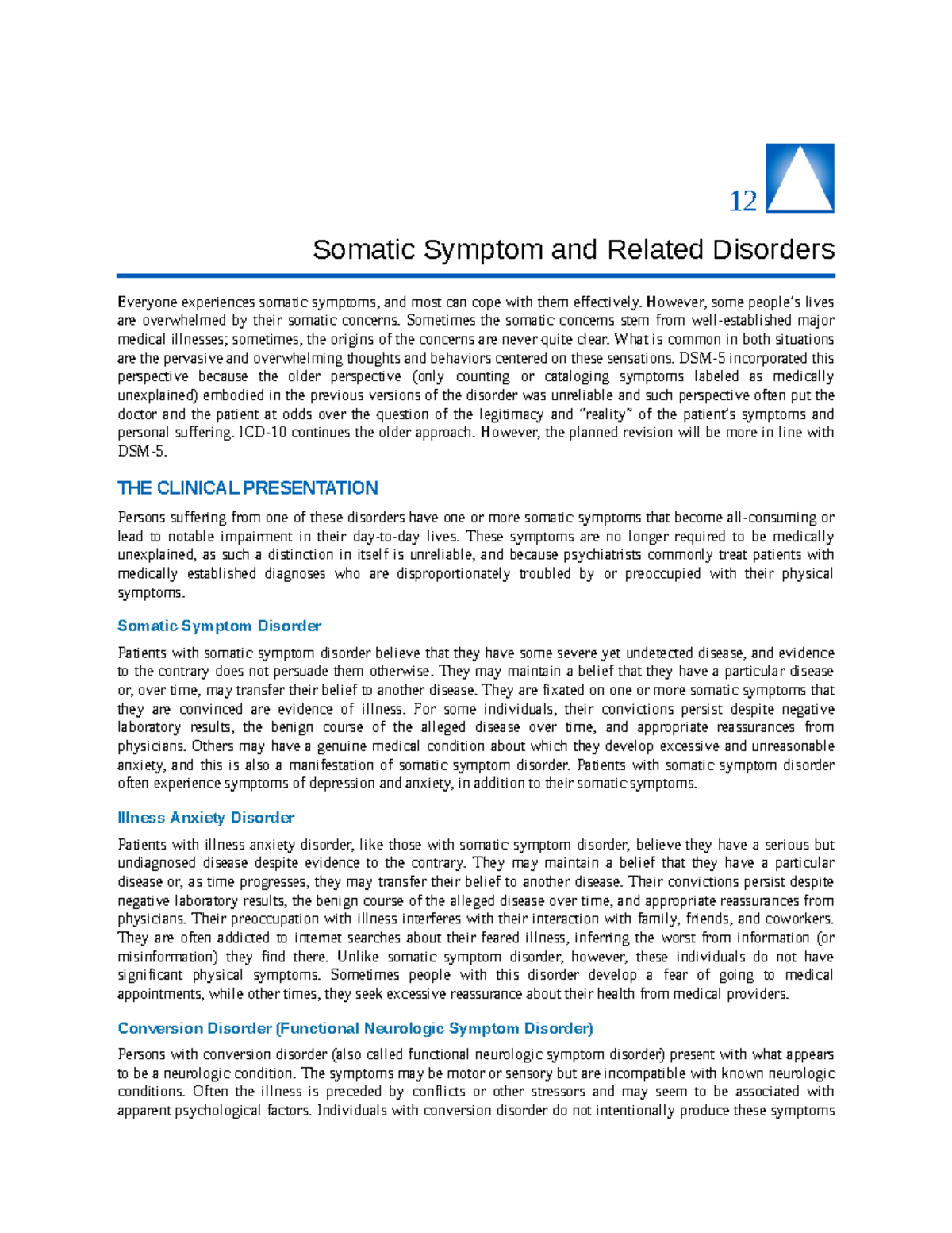 Module 1 psychopath - notes for mod 1 - 12 Somatic Symptom and Related ...