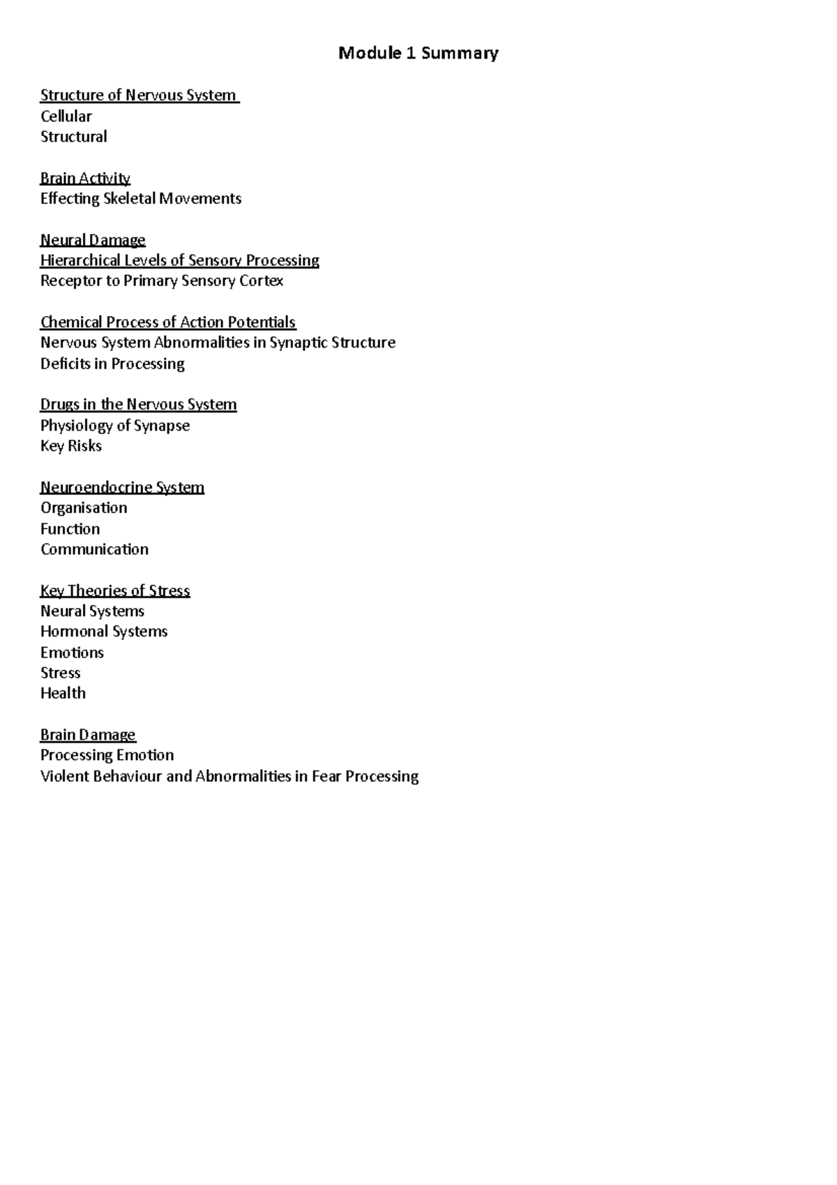 PSY4131 Comprehensive Study Notes on Neuropsychology Topics - Studocu