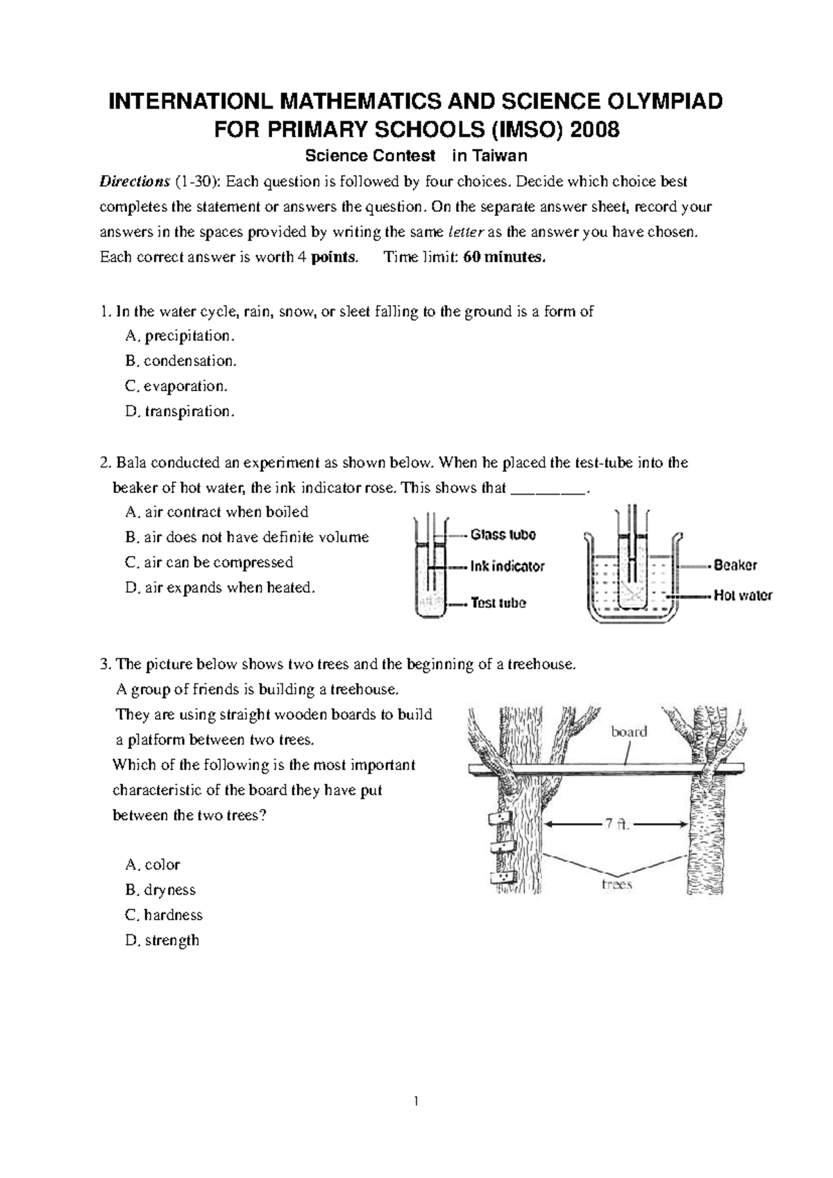 2008 IMSO Science Contest Questions and Answers - Studocu