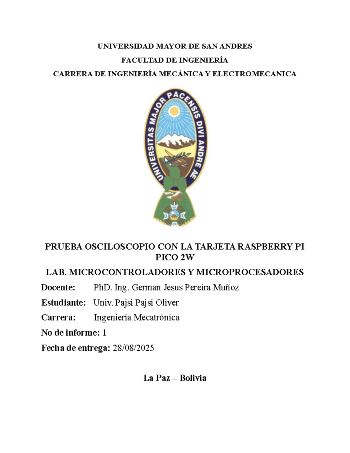 Prueba de Osciloscopio con Raspberry Pi Pico W - Preinforme 1 - Studocu