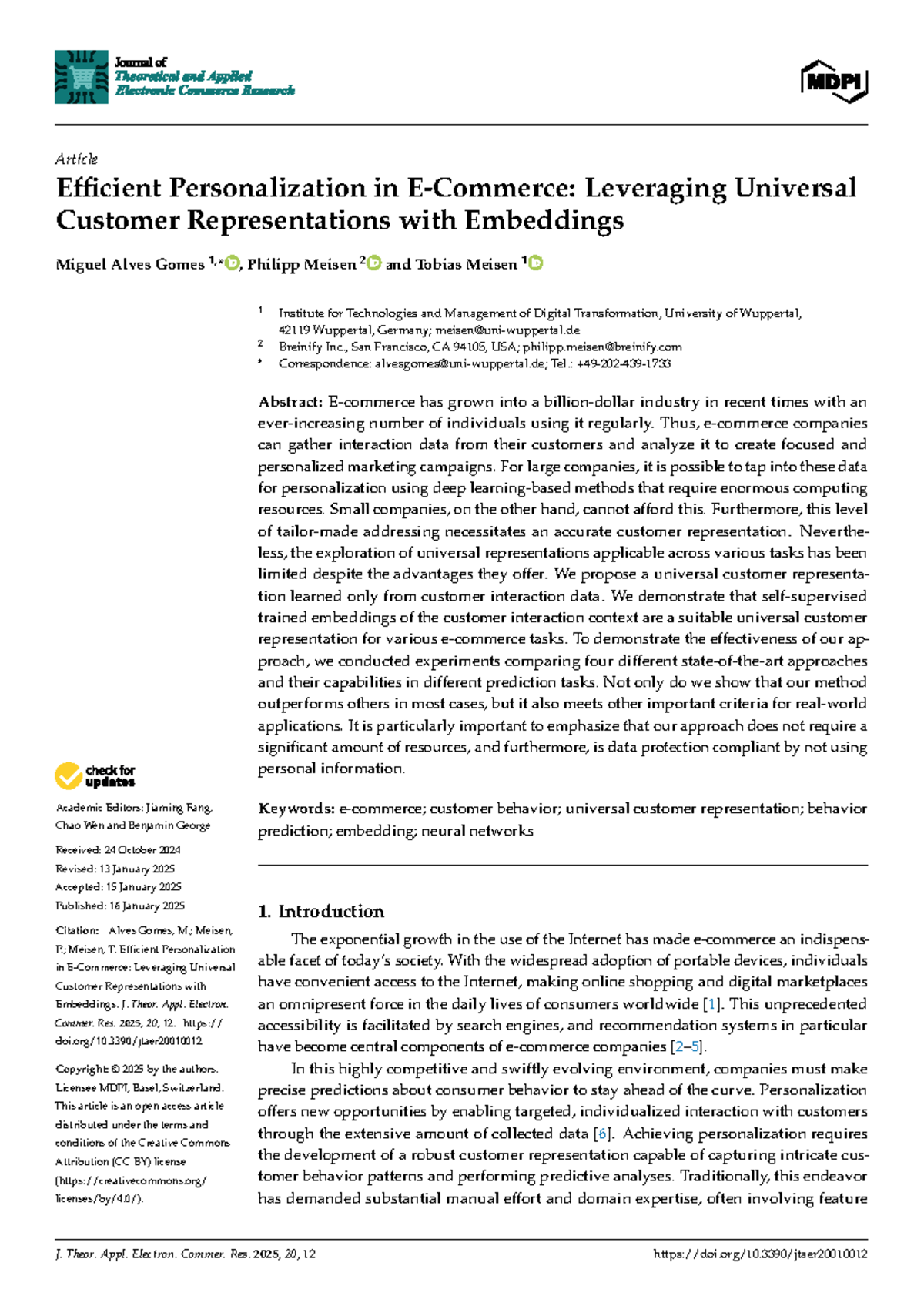 Efficient Personalization Using Universal Customer Representations ...
