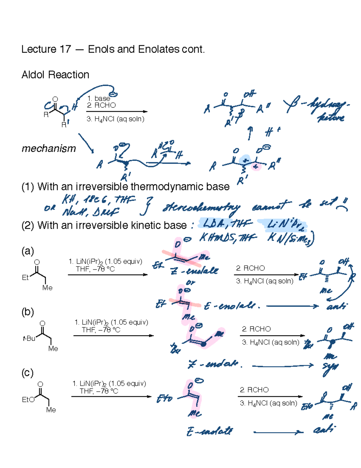 Lecture 17: Enols, enolates, and aldol reactions notes (L17 comp 11 am ...