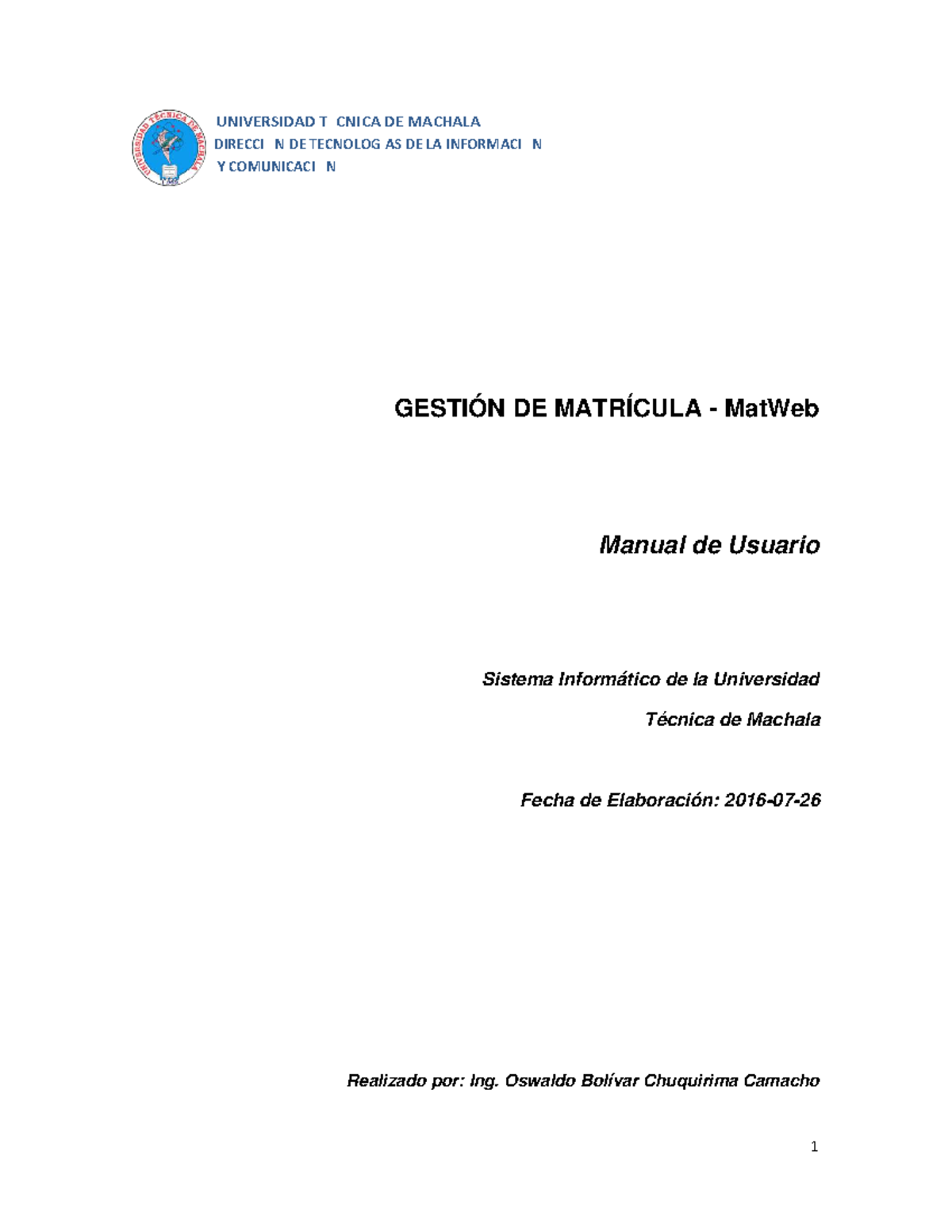 Manual de Usuario MatWeb: Proceso de Matrícula 2013 - Studocu