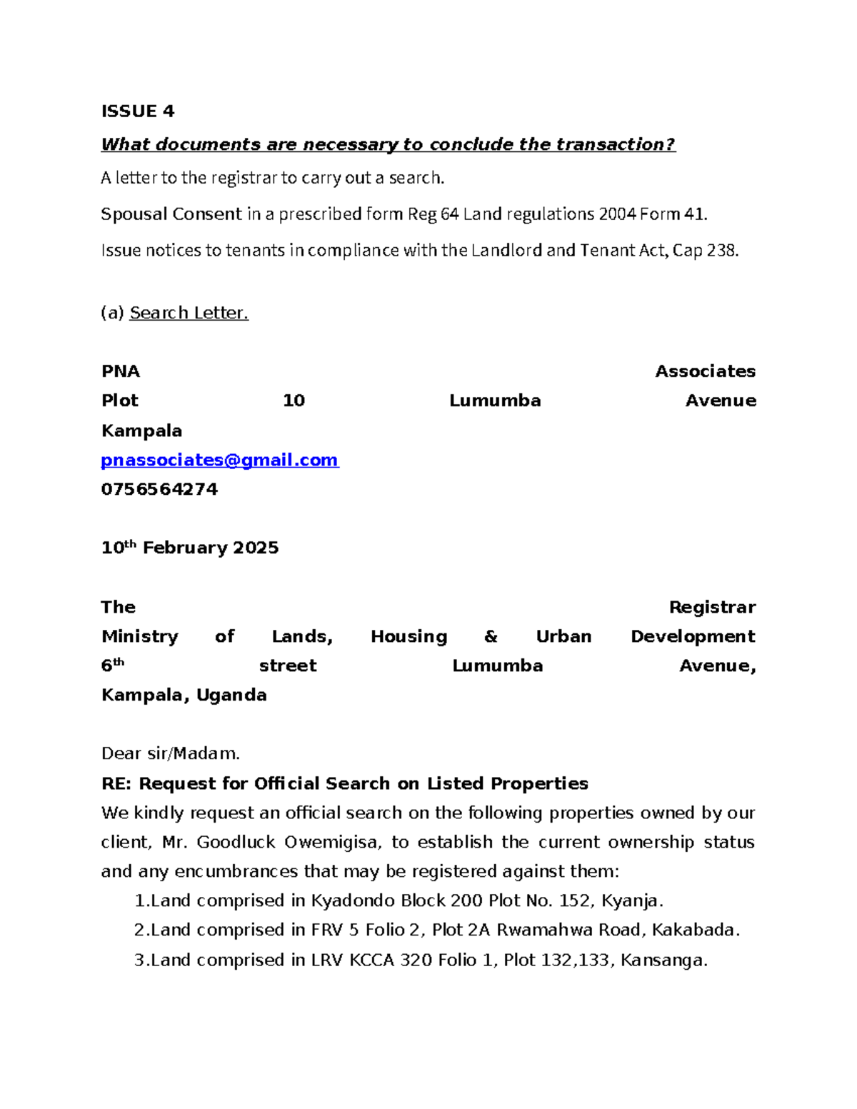 D5- Documents- LAND WKSP1- Final - ISSUE 4 What documents are necessary ...