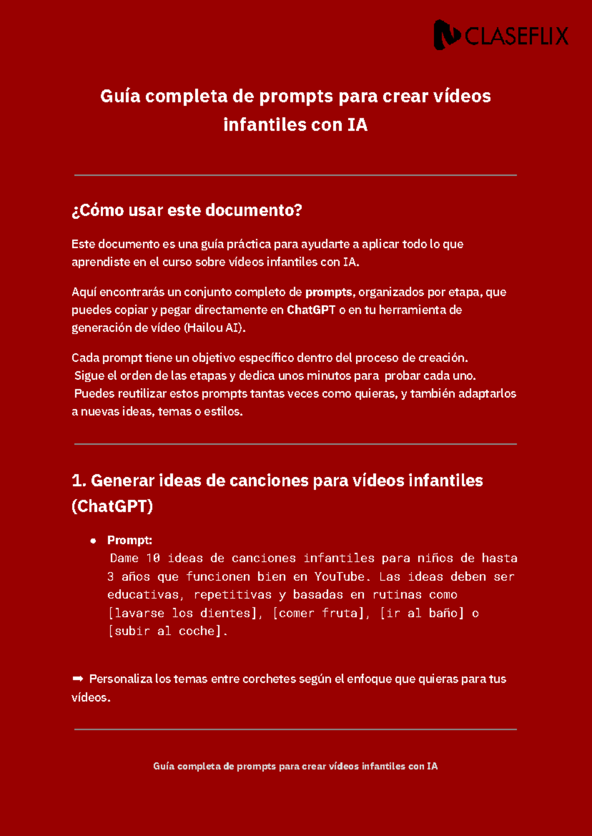 Guía Completa de Prompts para Vídeos Infantiles con IA - Studocu