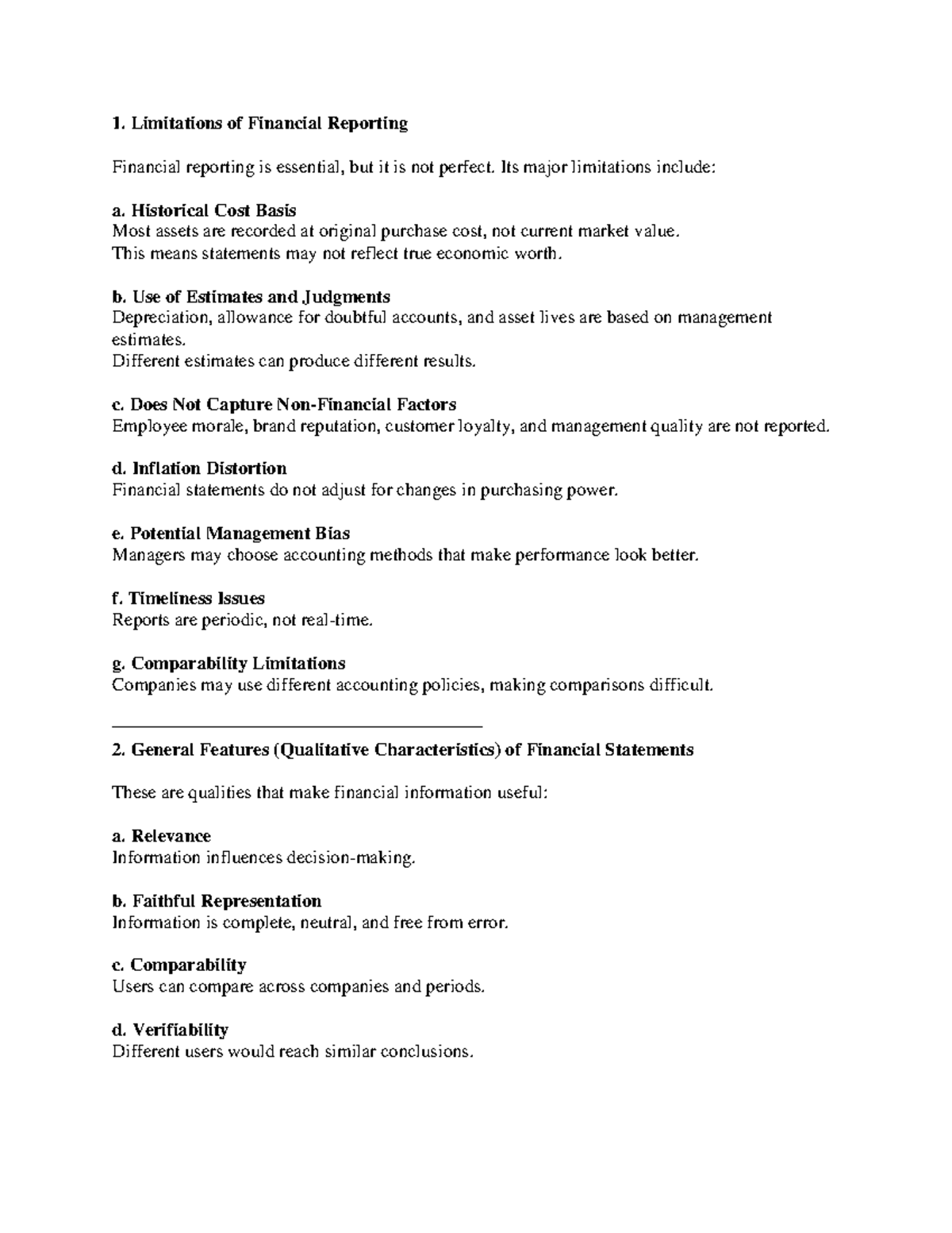 Fs Reporting Limitations: Key Issues and Qualitative Features - Studocu