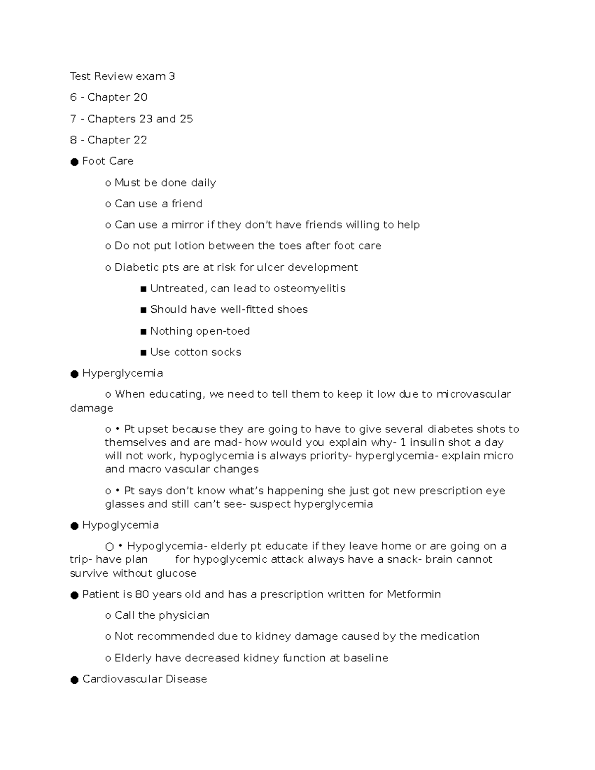 NUR 257 Test Review: Exam 3 Insights on Diabetes & Elderly Care - Studocu